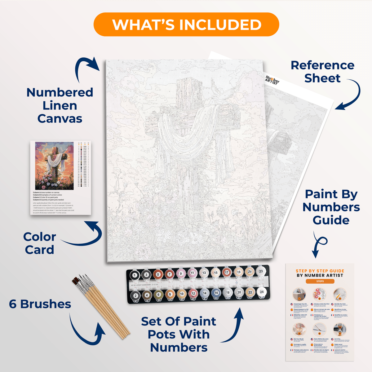 Cross Flowers - Number Artist Paint by Numbers Kits