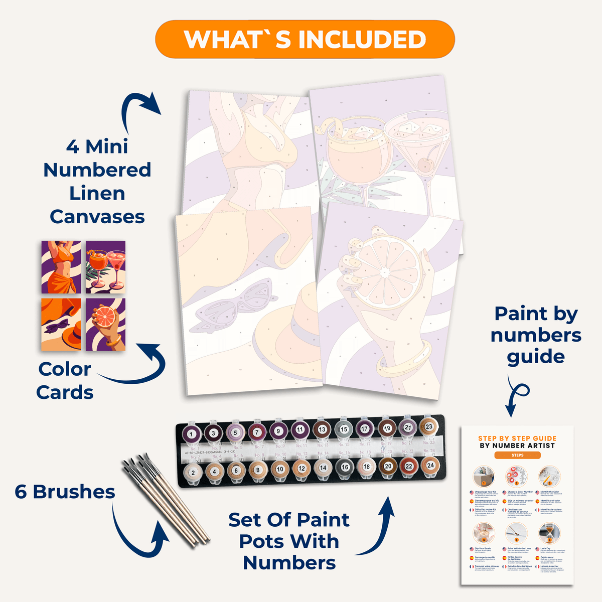 Sunset Cocktails - Number Artist Paint by Numbers Kits