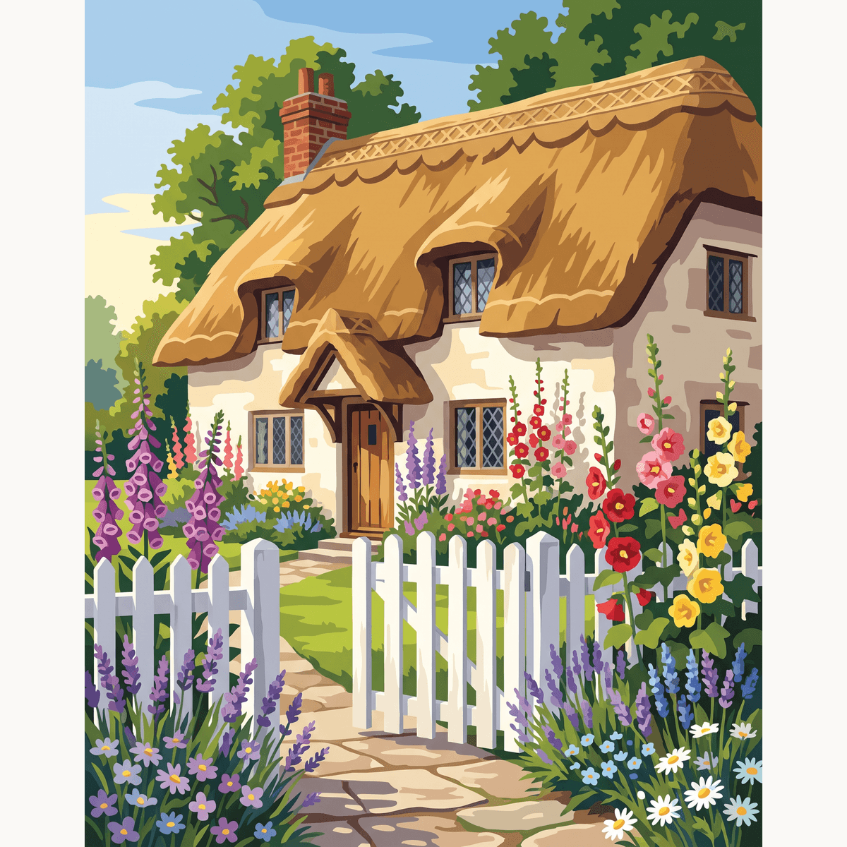 Hollyhock Cottage Charm - Number Artist Paint by Numbers Kits