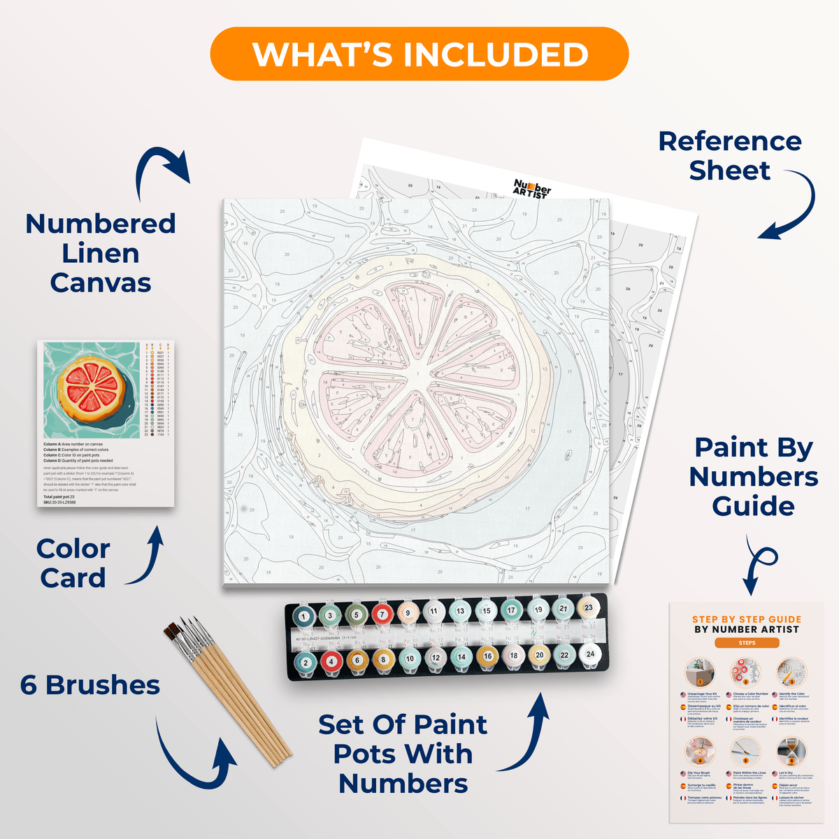 Grapefruit Float - Number Artist Paint by Numbers Kits
