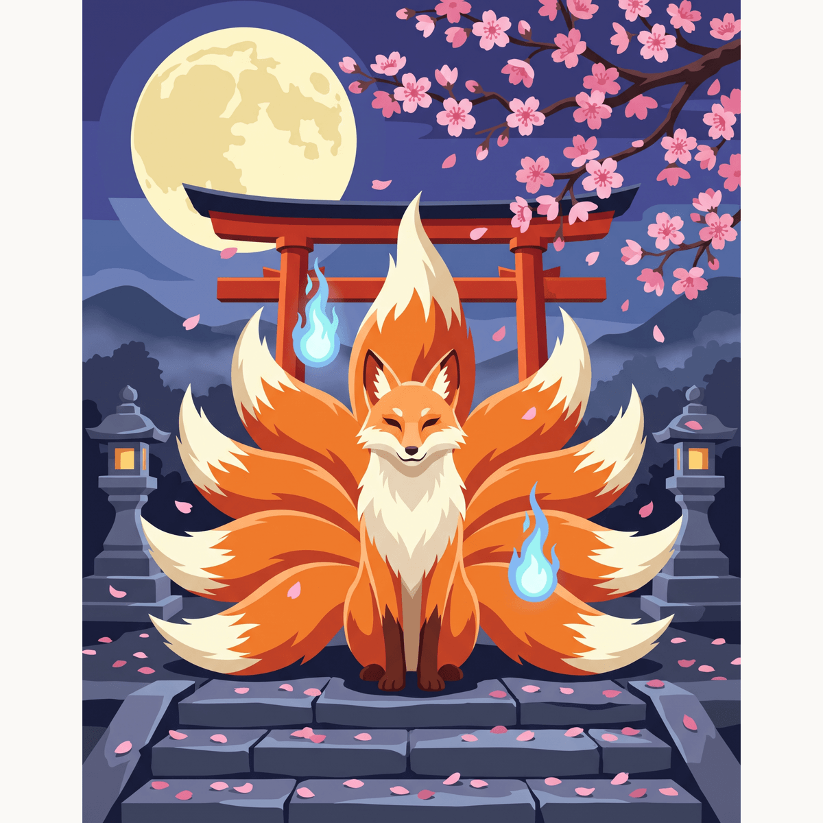 Kitsune Shrine Spirit - Number Artist Paint by Numbers Kits