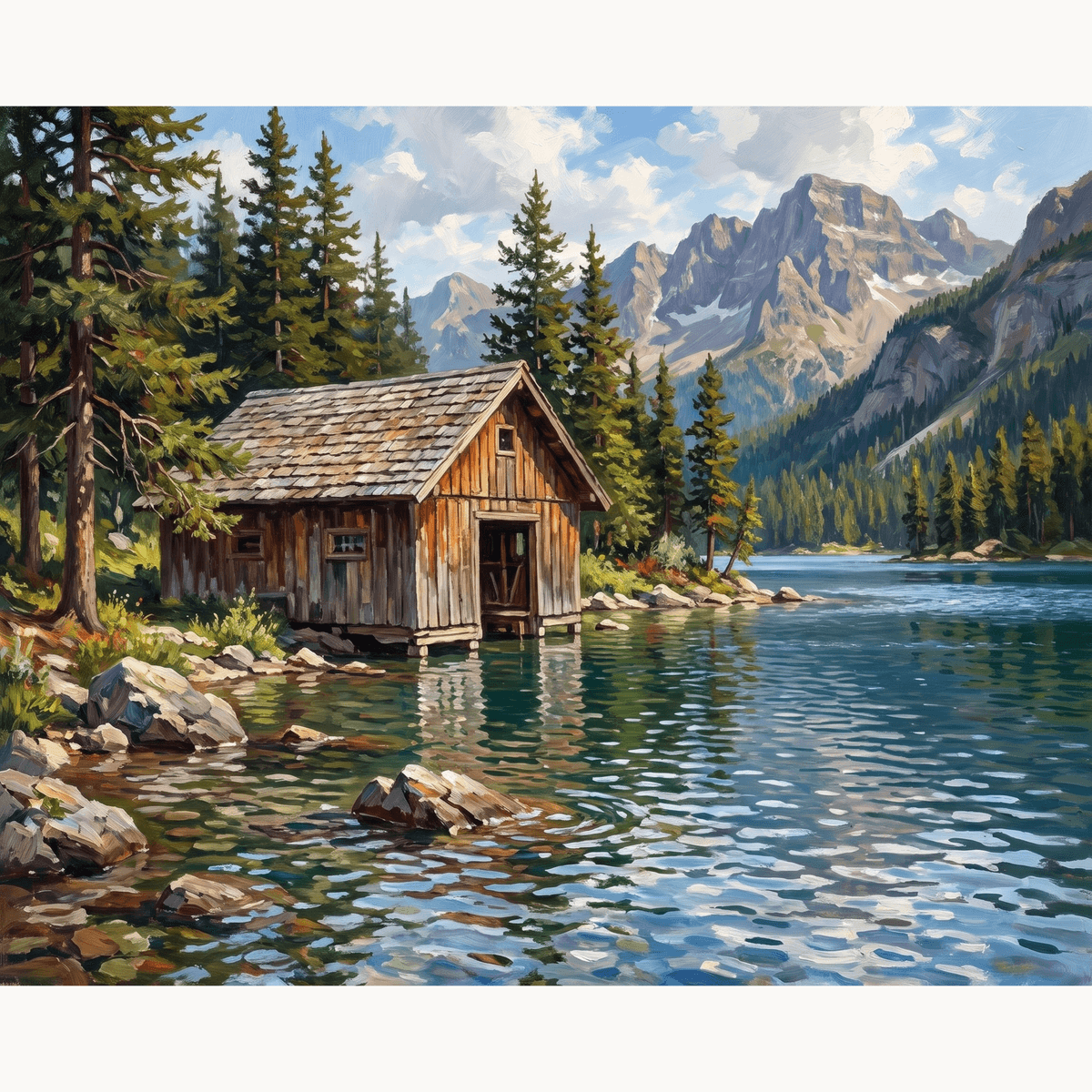 Mountain Boathouse - Number Artist Paint by Numbers Kits
