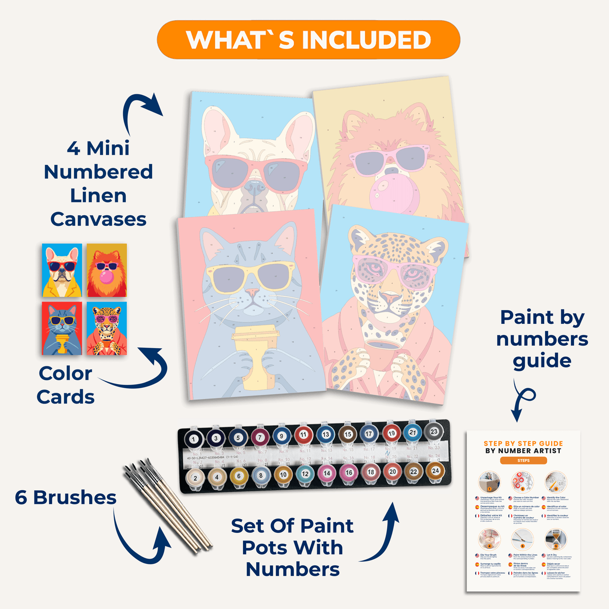 Pop Art Animals - Number Artist Paint by Numbers Kits