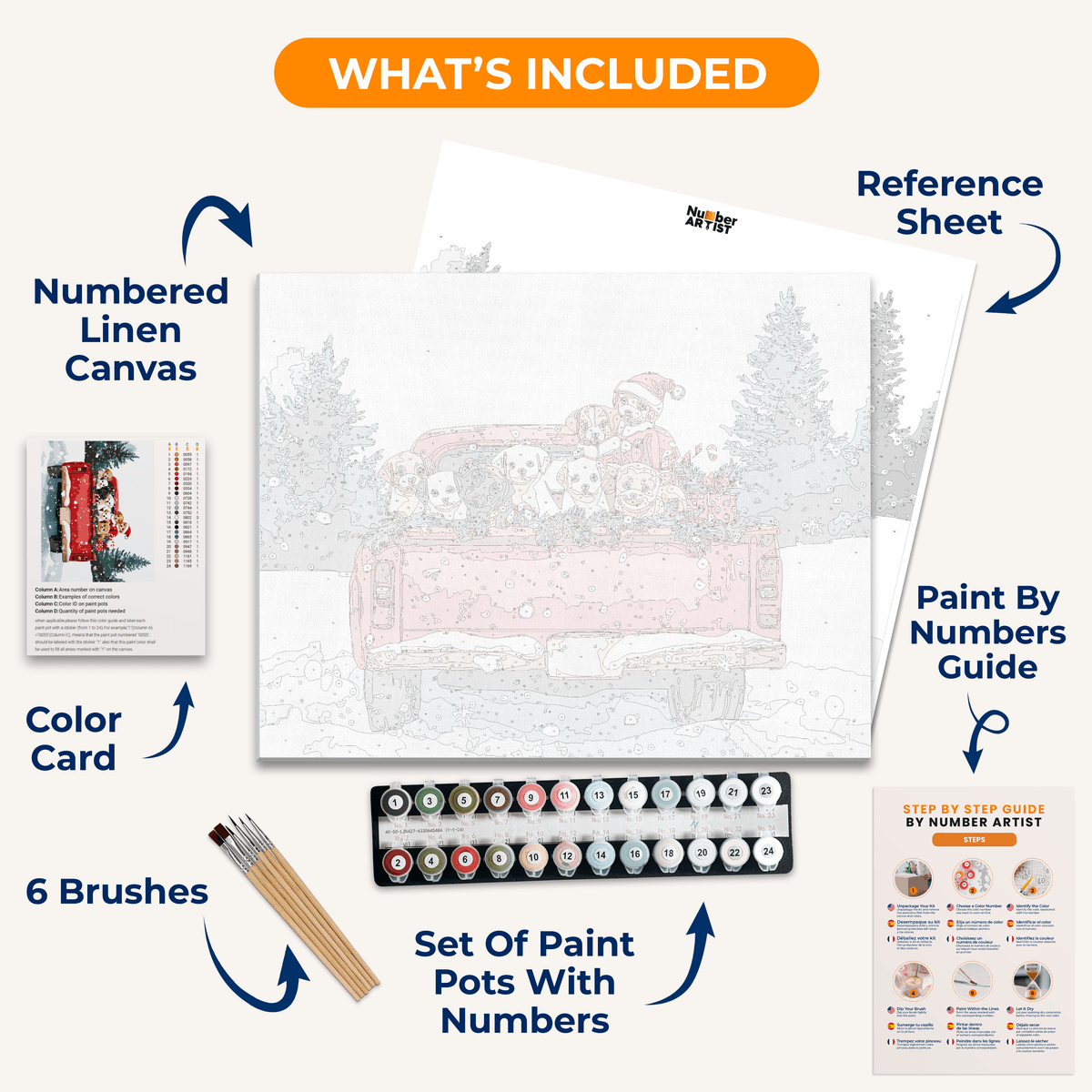 Puppy Christmas Delivery - Number Artist Paint by Numbers Kits
