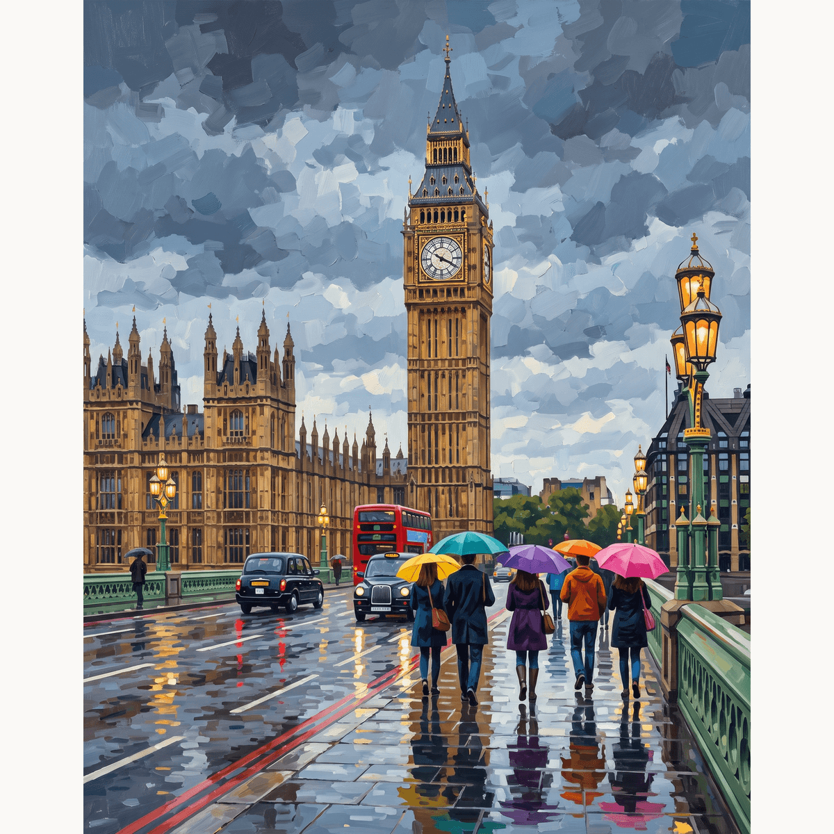 Umbrella Bridge Rain - Number Artist Paint by Numbers Kits