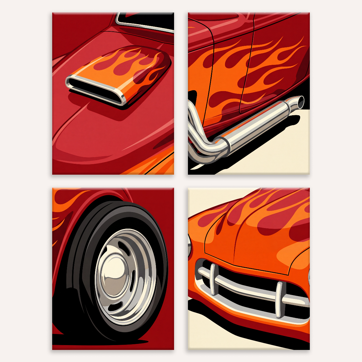 Hot Rod Flames - Number Artist Paint by Numbers Kits