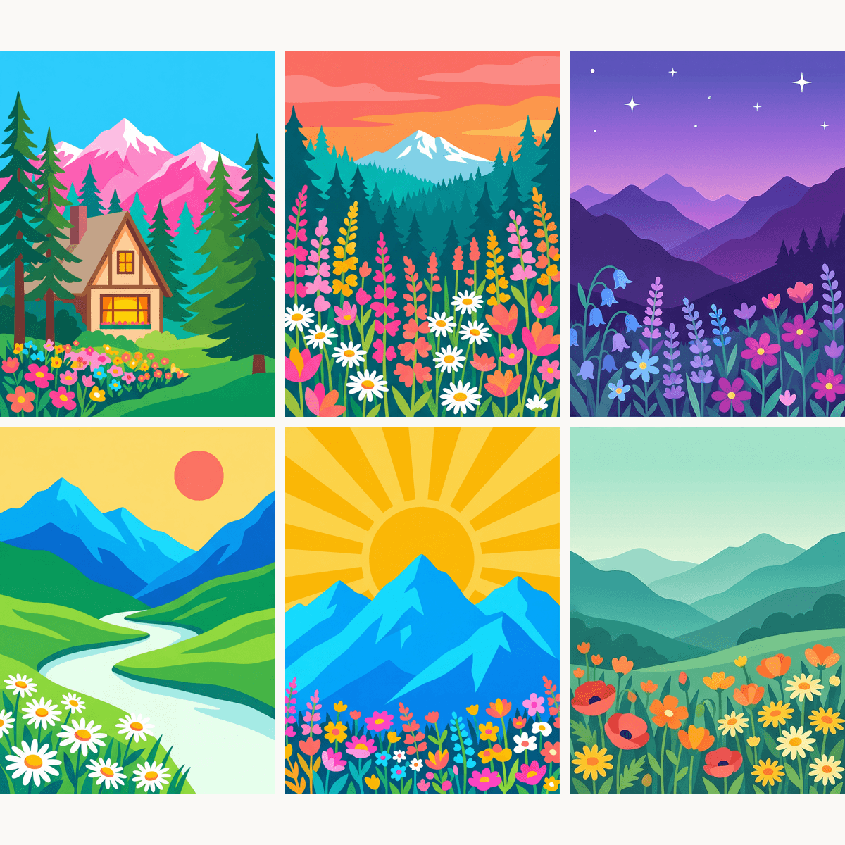 Mountain Wildflowers - Number Artist Paint by Numbers Kits