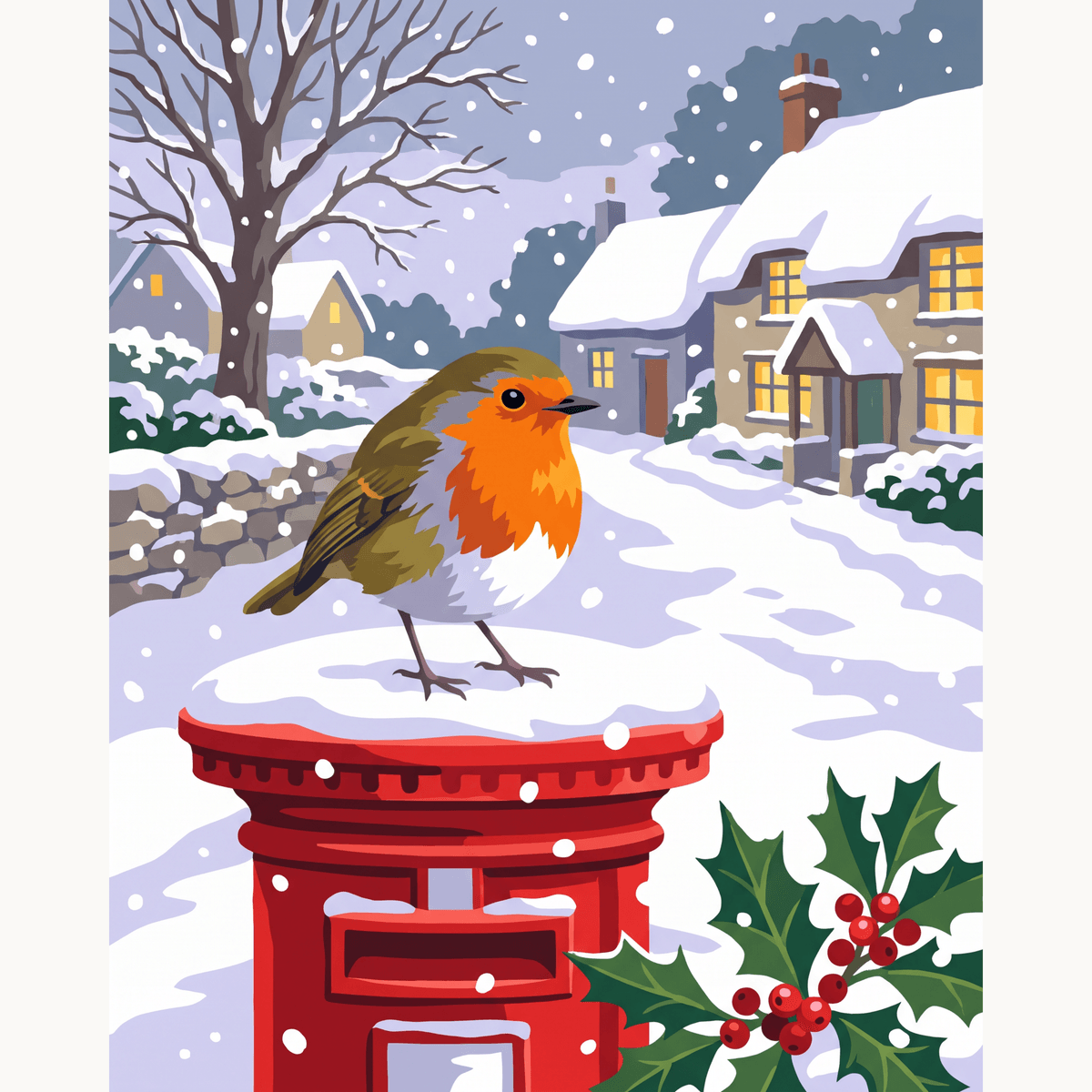 Snowy Postbox Robin - Number Artist Paint by Numbers Kits