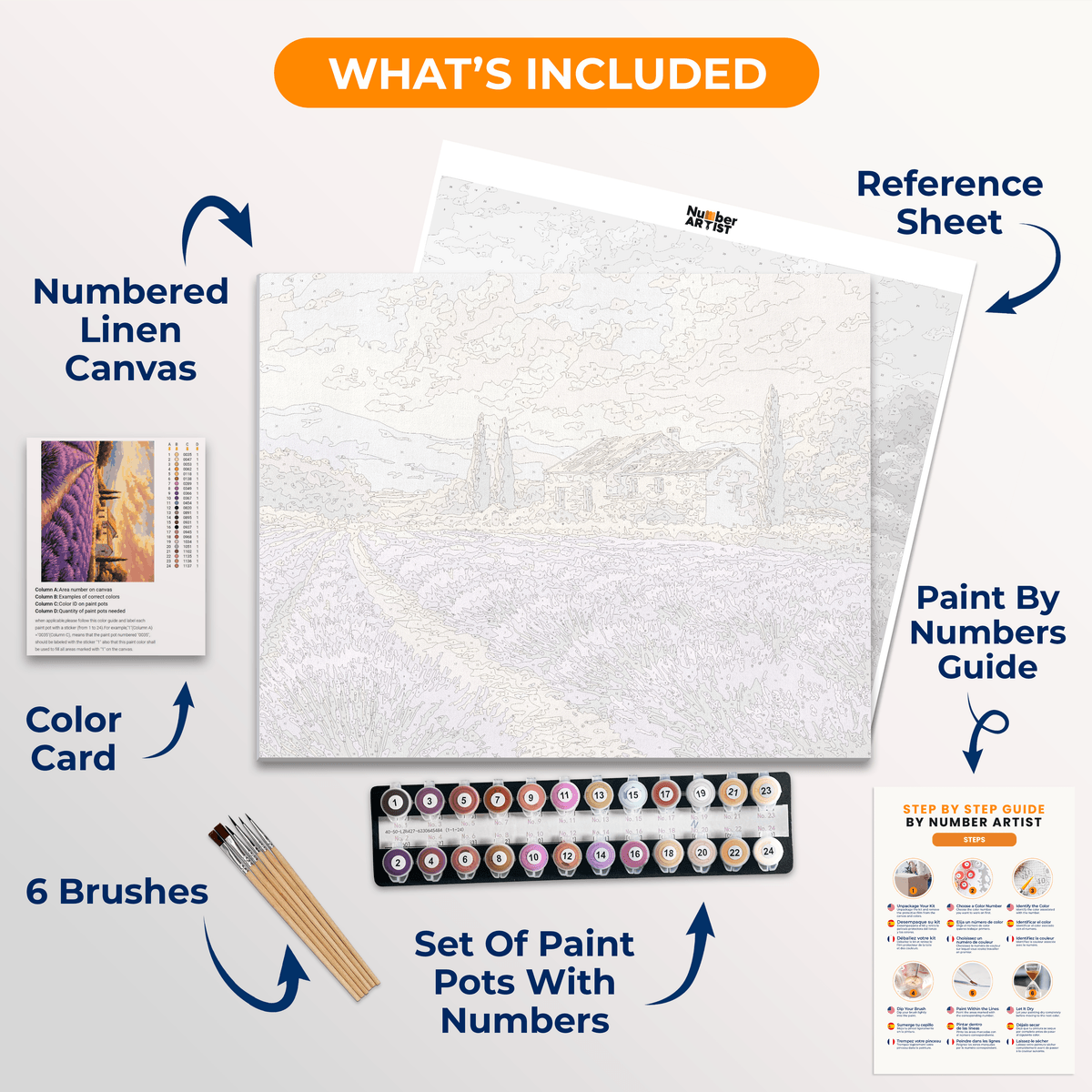 Lavender Rows - Number Artist Paint by Numbers Kits