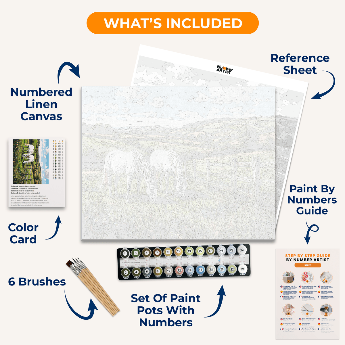 Wild White Horses - Number Artist Paint by Numbers Kits