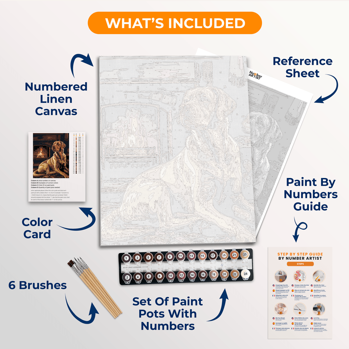Labrador Retriever by the Fireplace - Number Artist Paint by Numbers Kits