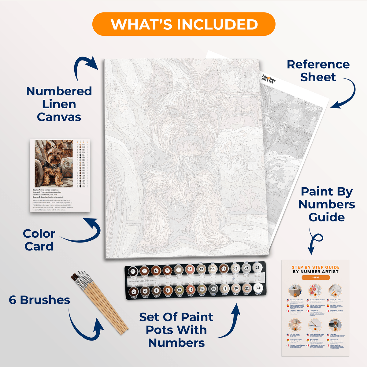 Seated Yorkie - Number Artist Paint by Numbers Kits