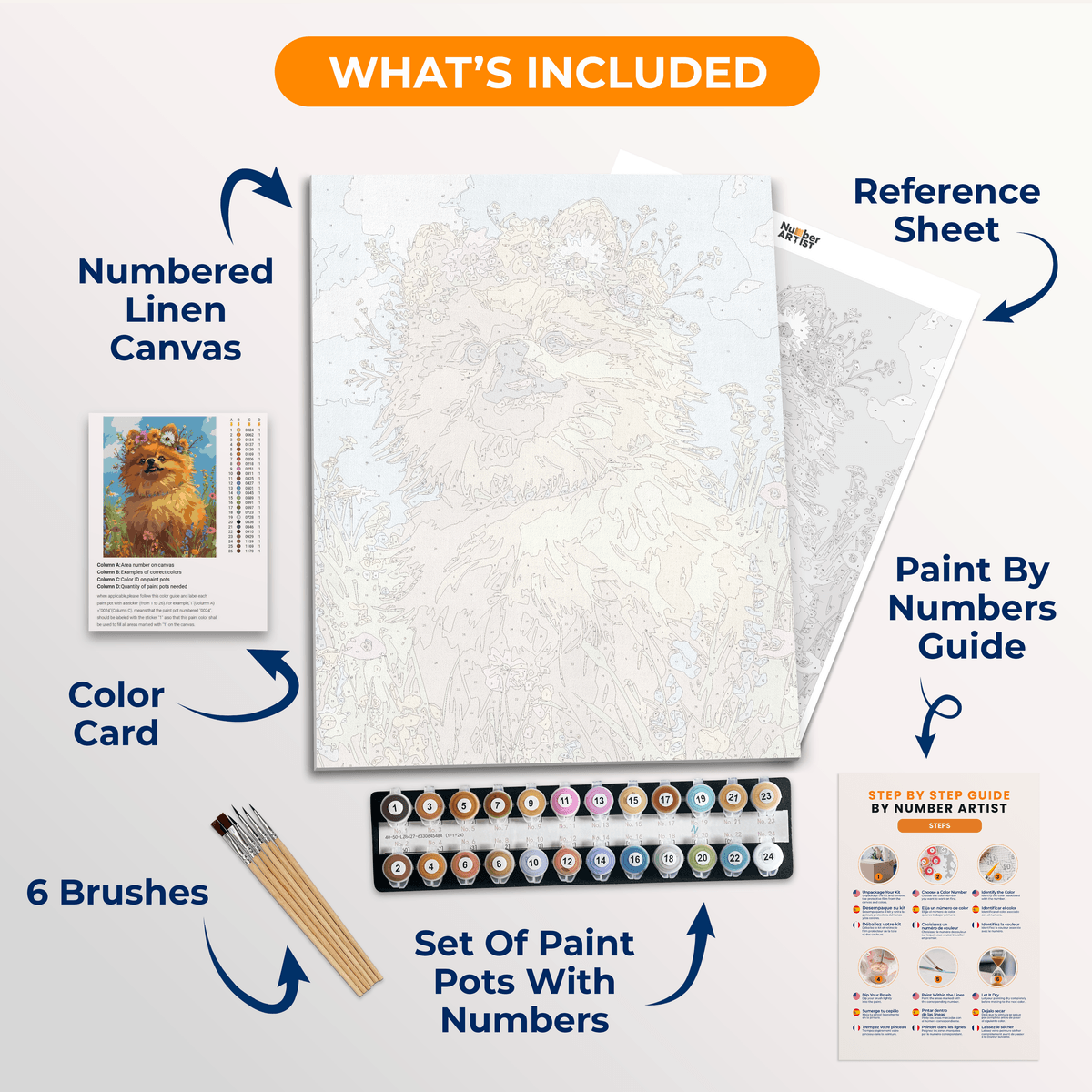 Flower Crown Pomeranian - Number Artist Paint by Numbers Kits