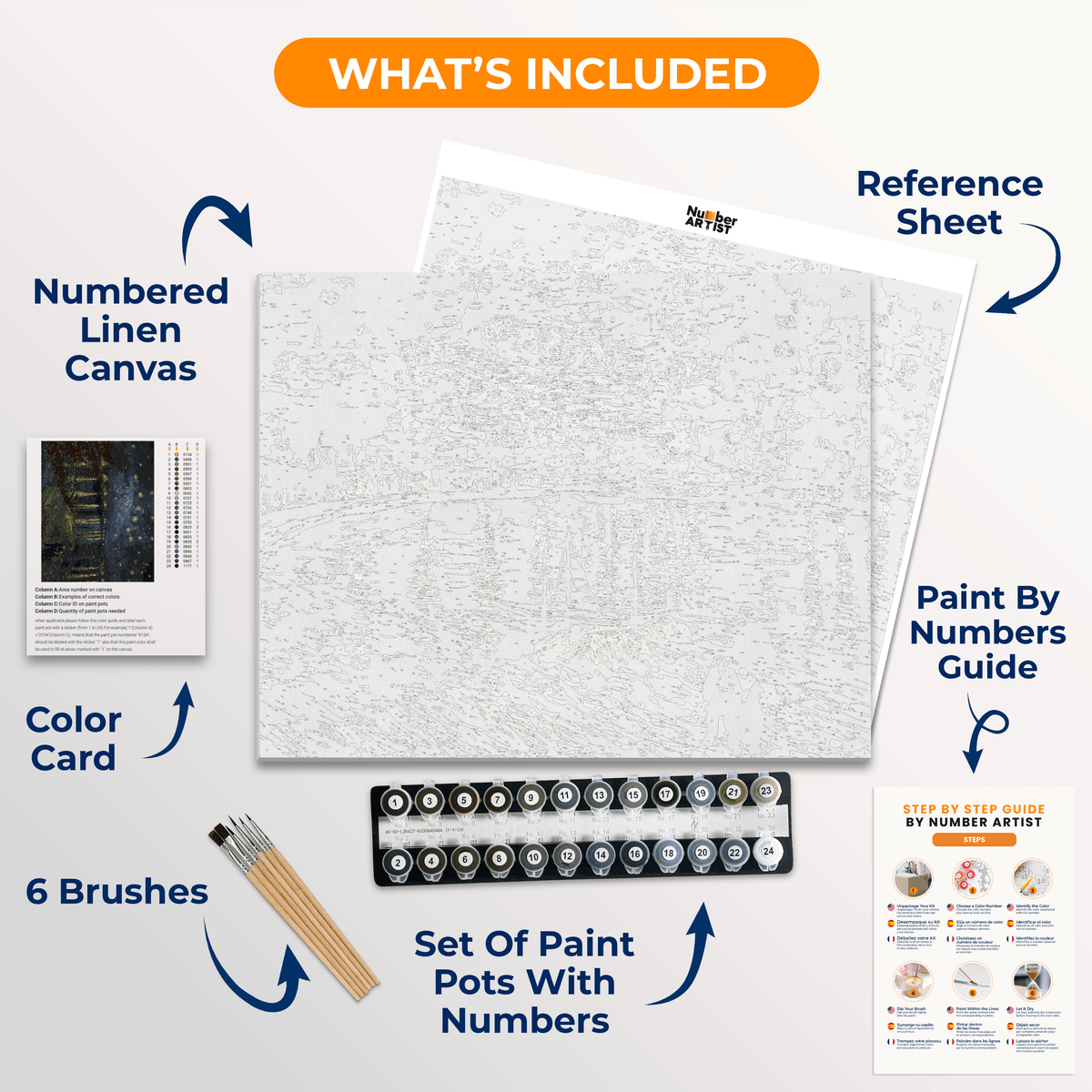 Starry Night Over the Rhone by Vincent Van Gogh - Number Artist Paint by Numbers Kits