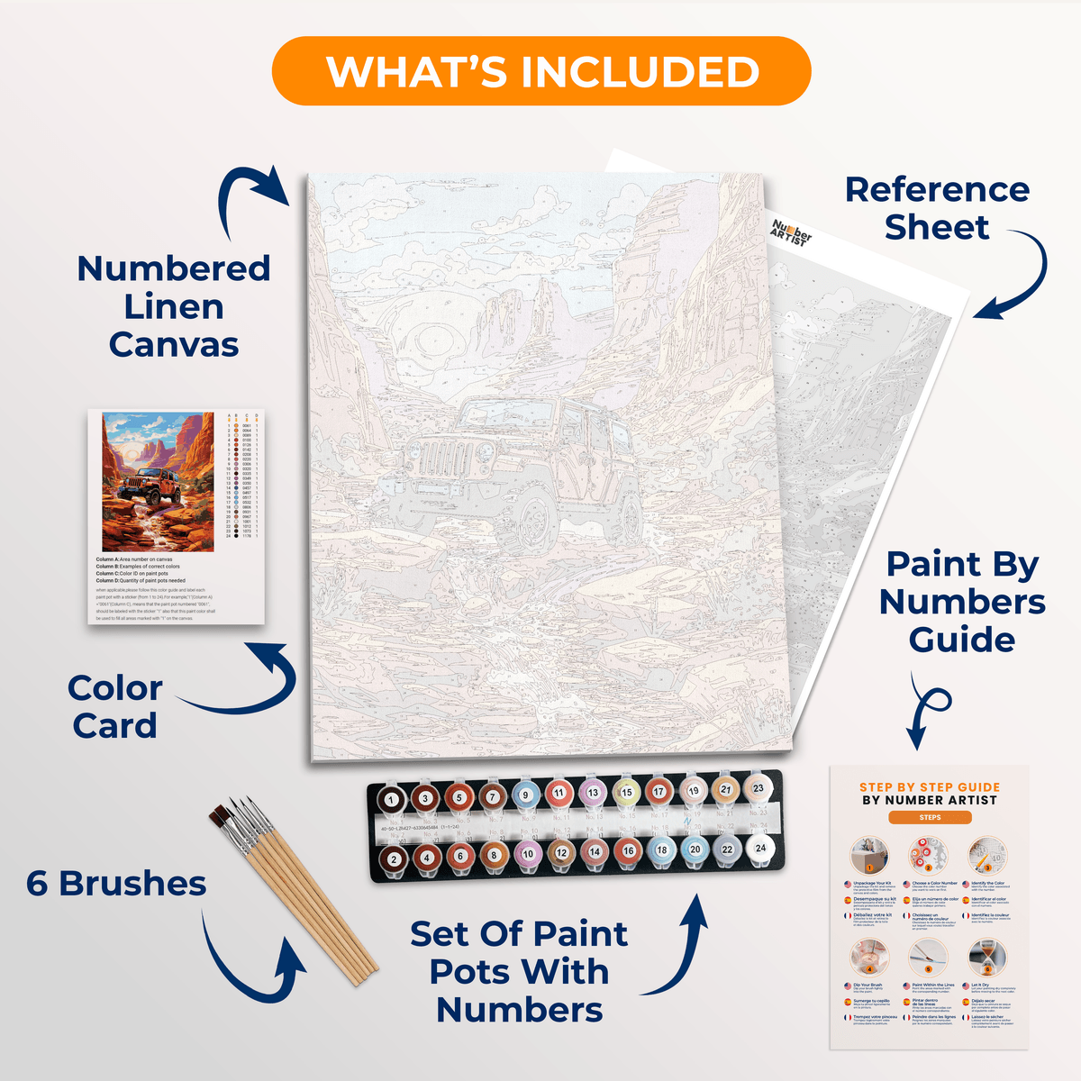The image features a vibrant landscape dominated by red rock formations and desert vegetation.