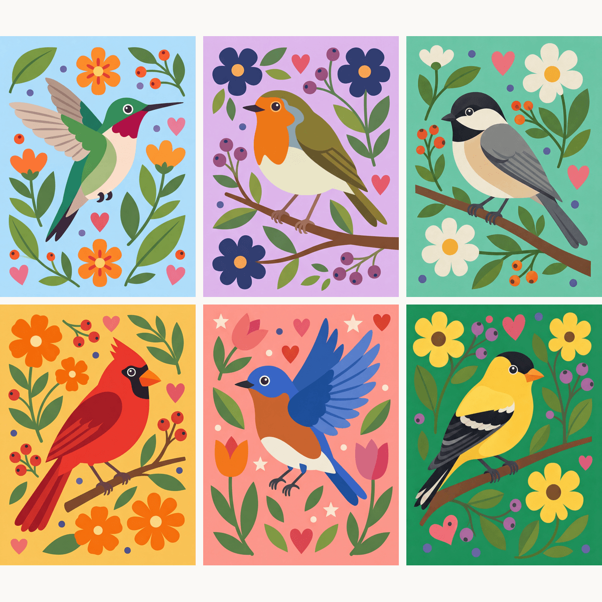 Folk Art Songbirds Vol. 1 - Number Artist Paint by Numbers Kits