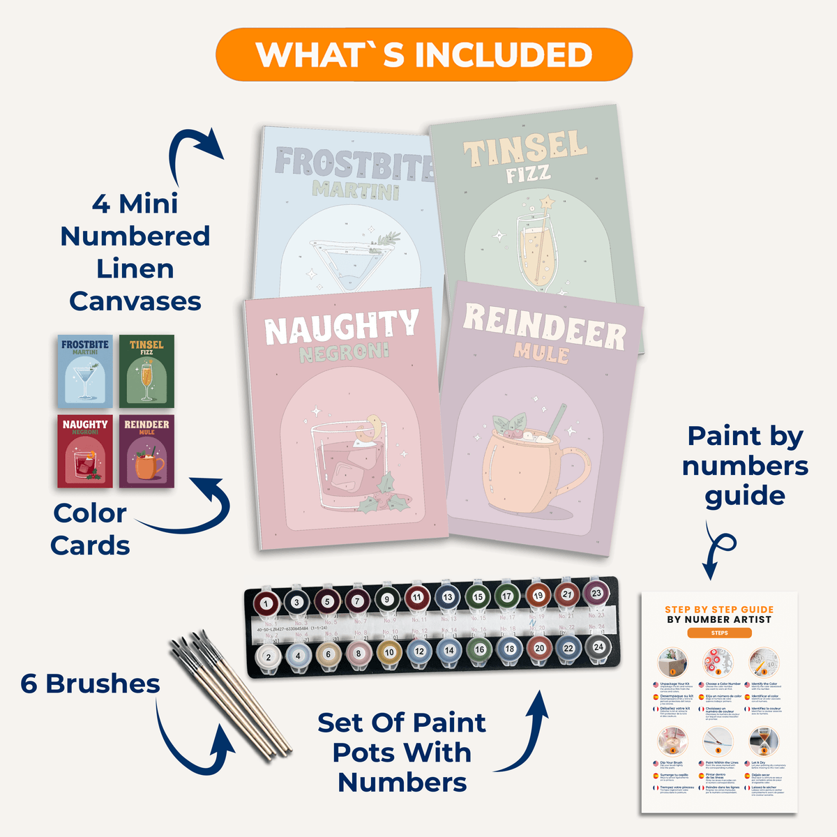 Christmas Cocktails - Number Artist Paint by Numbers Kits