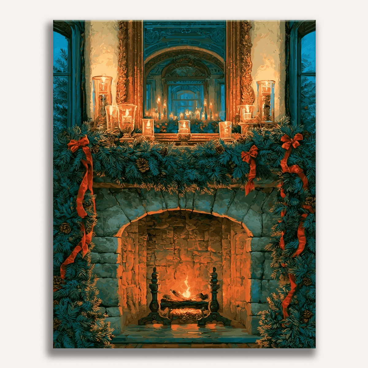 Pine Garland Fireplace - Number Artist Paint by Numbers Kits