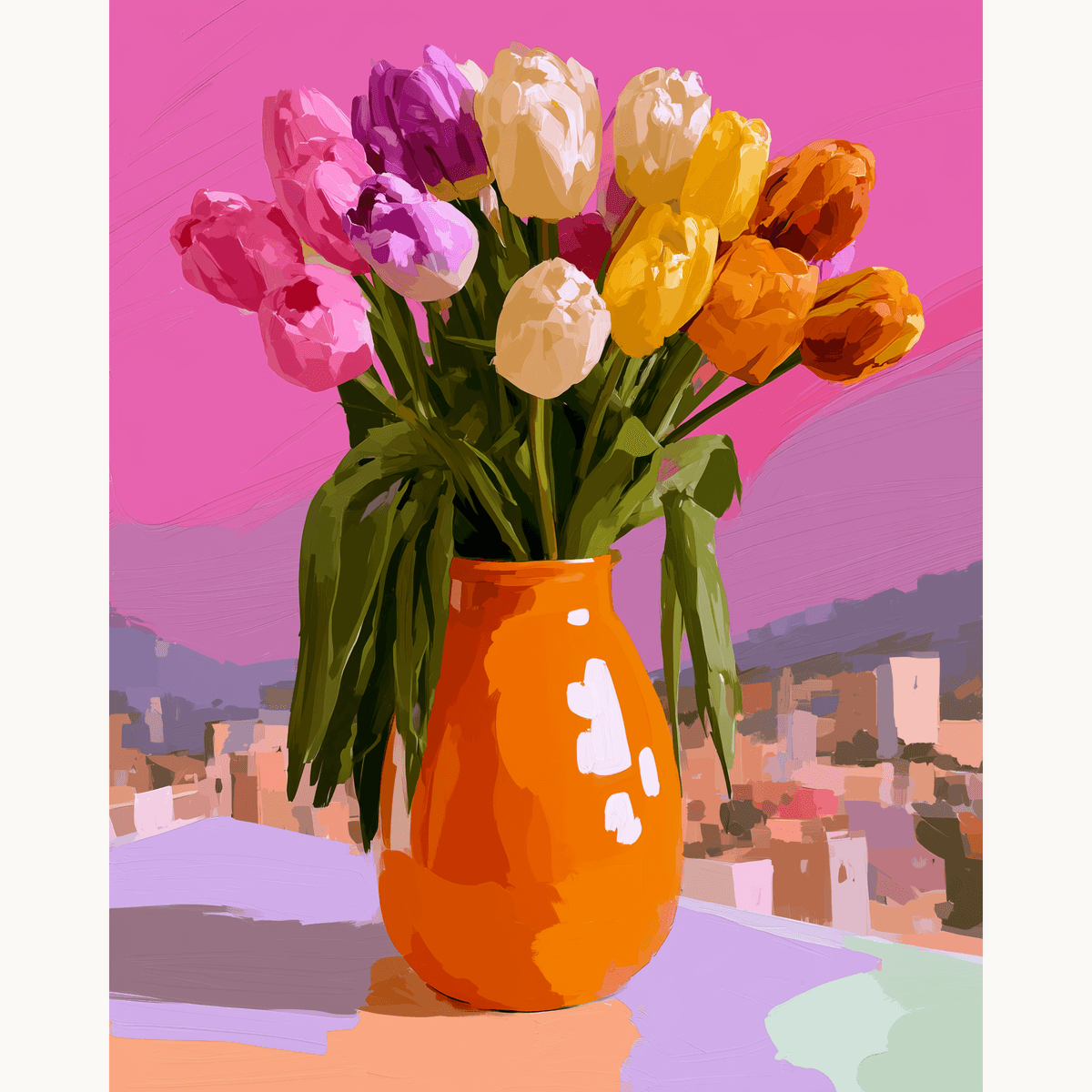 Orange Vase of Tulips - Number Artist Paint by Numbers Kits