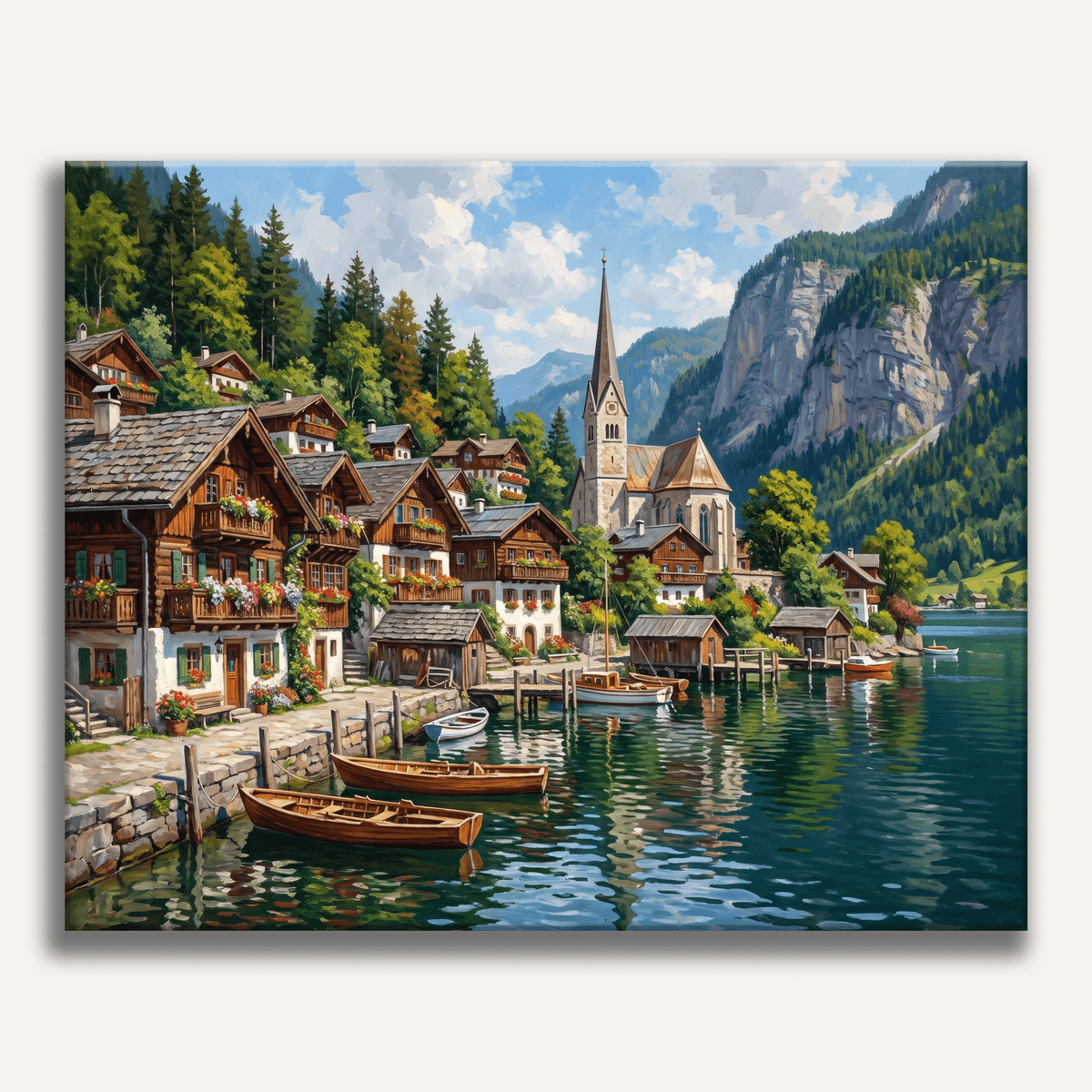 Alpine Lake Village - Number Artist Paint by Numbers Kits