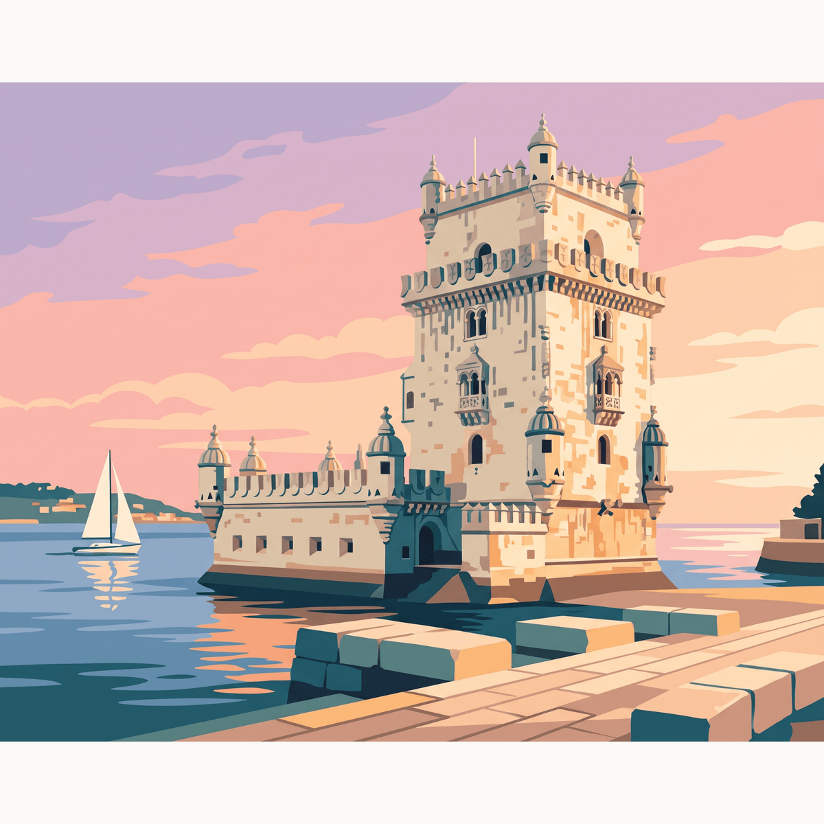 Belem Tower Sunset - Number Artist Paint by Numbers Kits