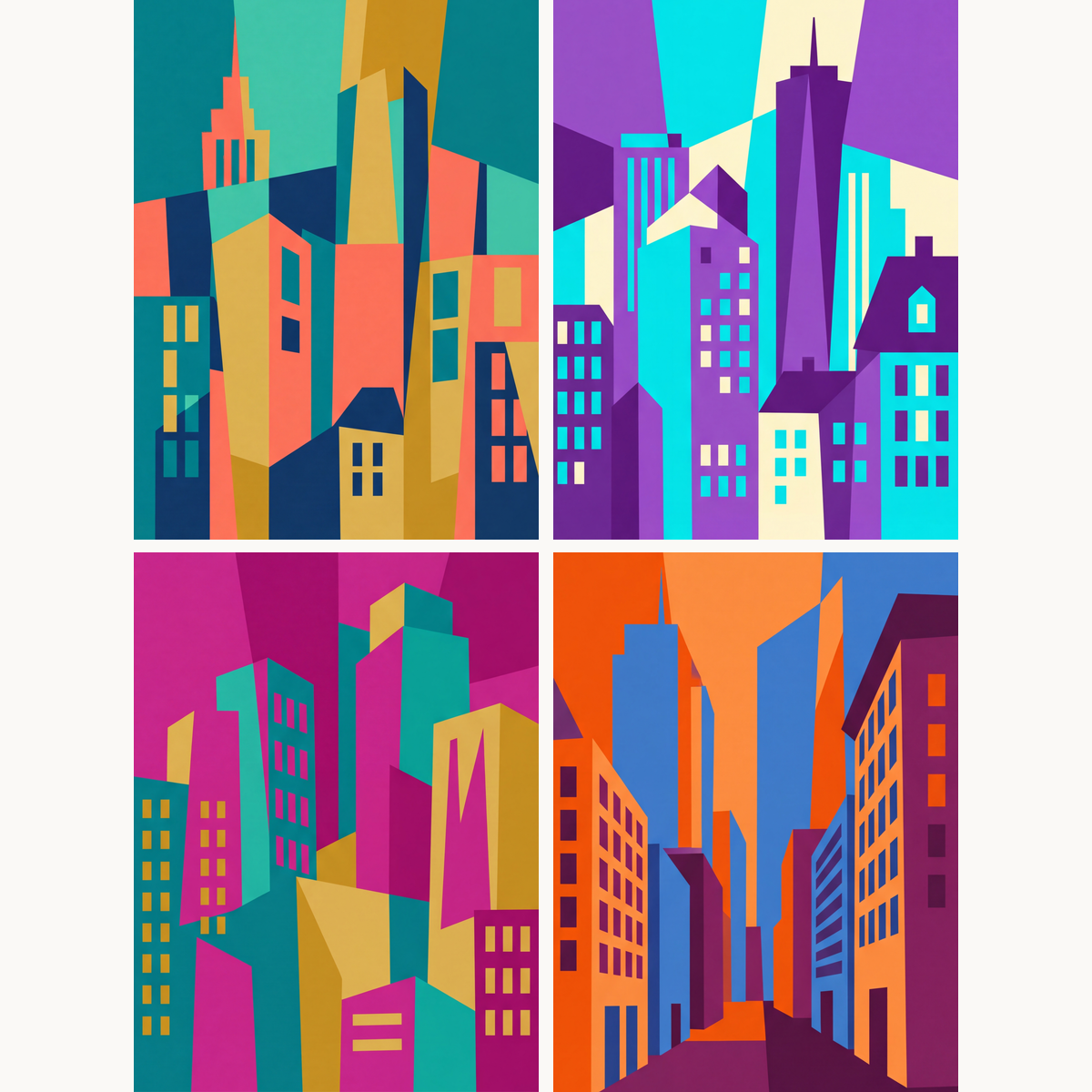 Color Block Cities - Number Artist Paint by Numbers Kits