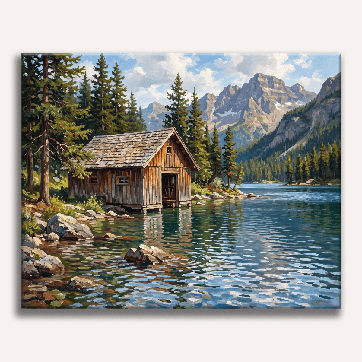 Mountain Boathouse - Number Artist Paint by Numbers Kits