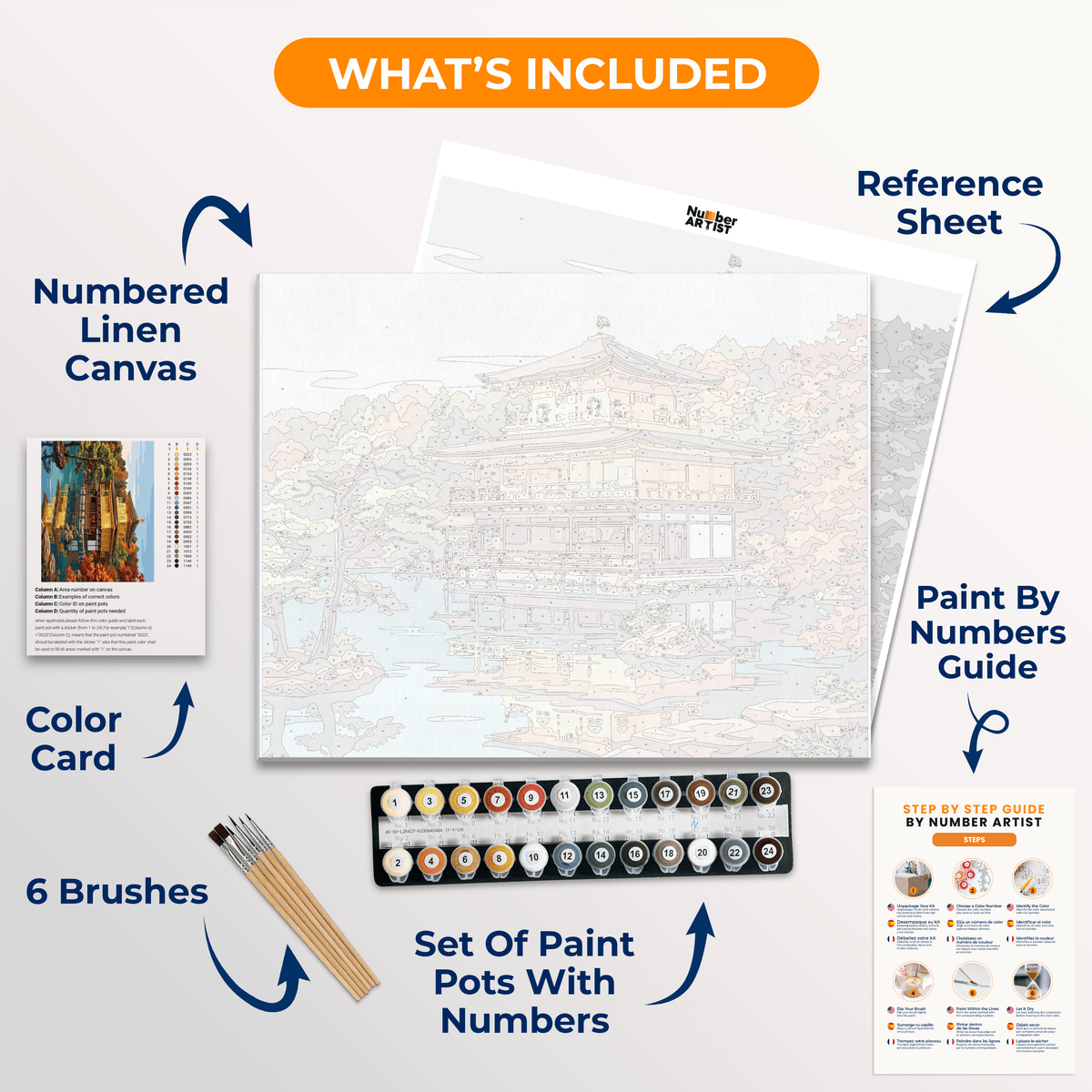 Golden Pavilion Calm - Number Artist Paint by Numbers Kits
