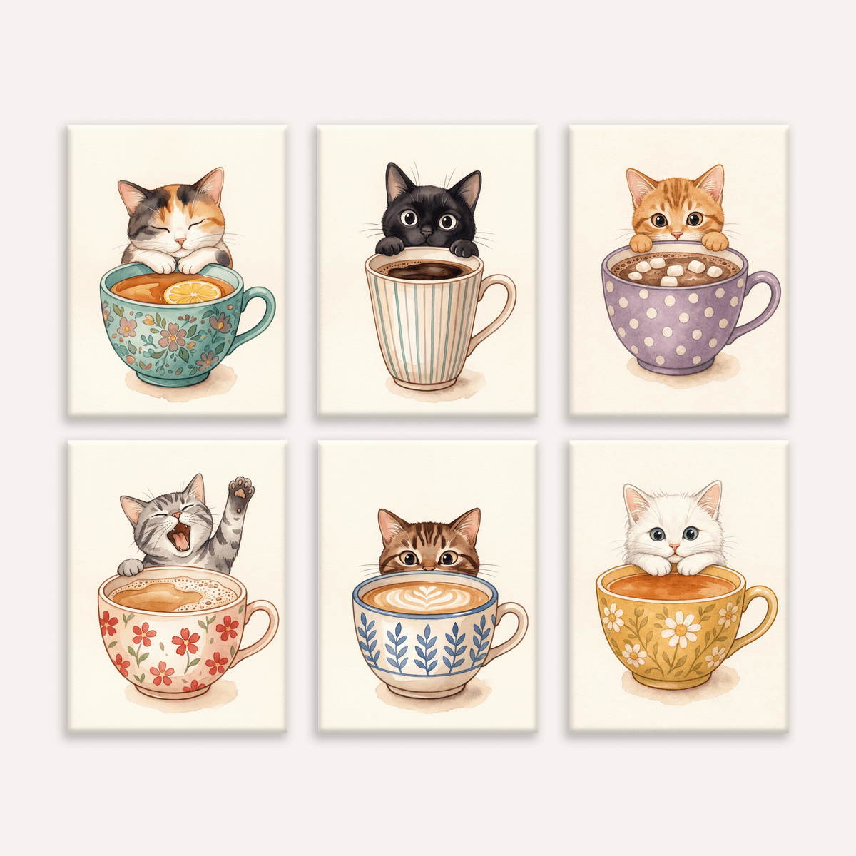 Coffee Cup Kittens - Number Artist Paint by Numbers Kits