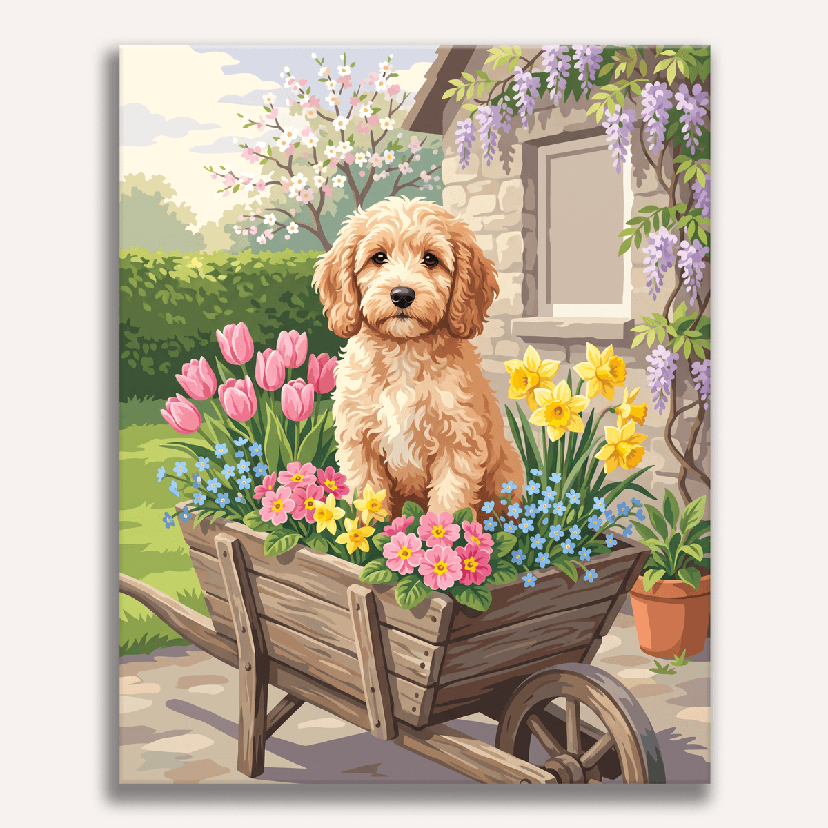 Puppy Barrow Blooms - Number Artist Paint by Numbers Kits