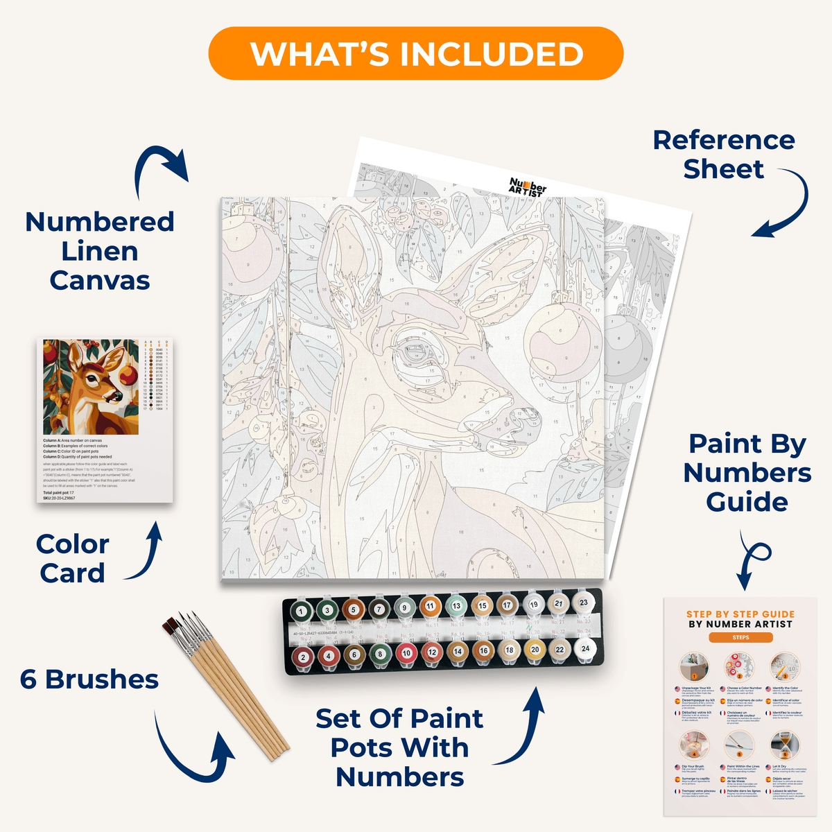 Reindeer Portrait - Number Artist Paint by Numbers Kits