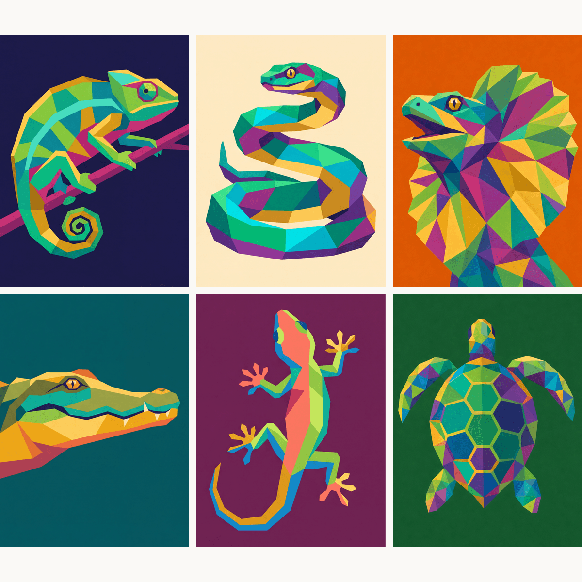 Polygonal Reptiles - Number Artist Paint by Numbers Kits