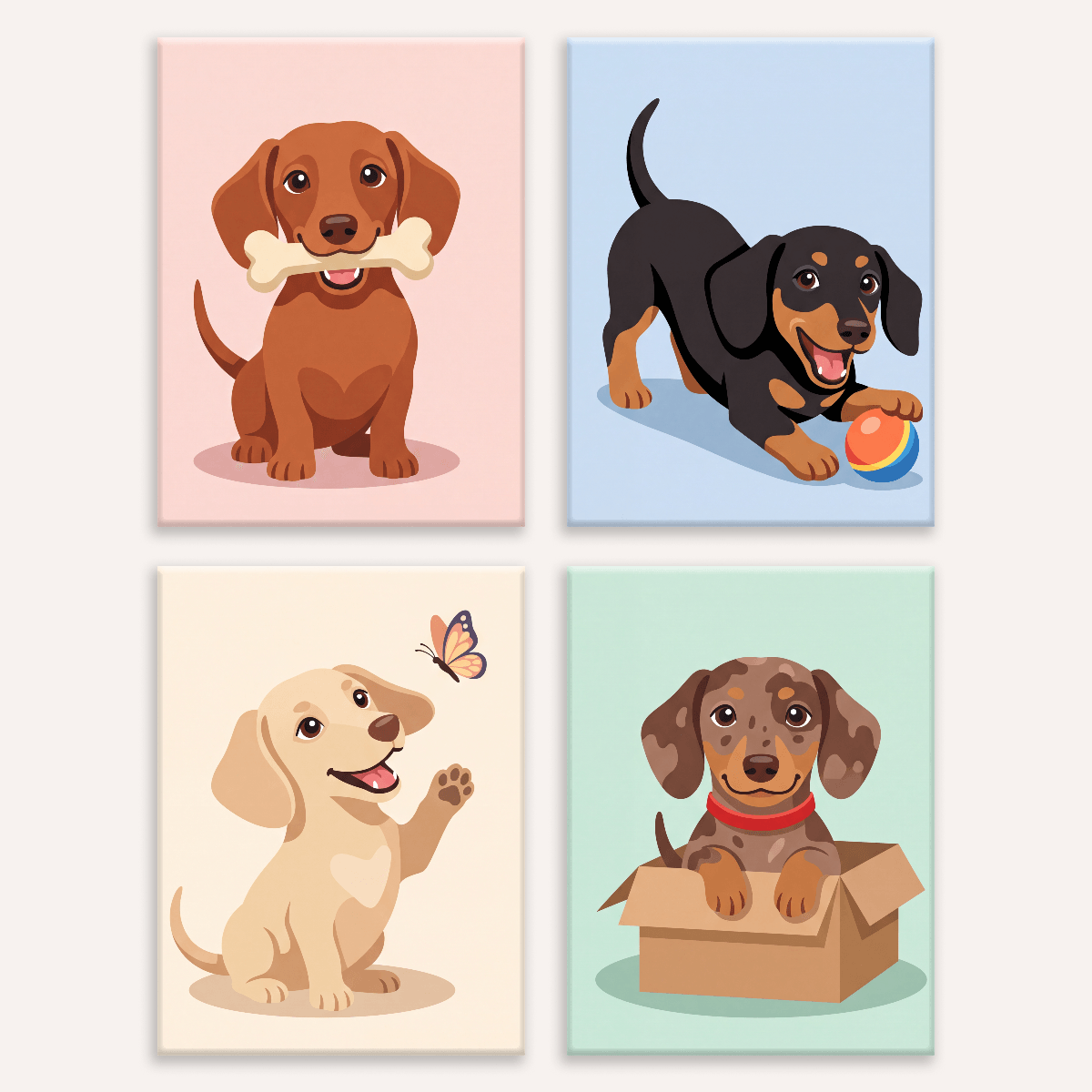 Playful Daschunds - Number Artist Paint by Numbers Kits