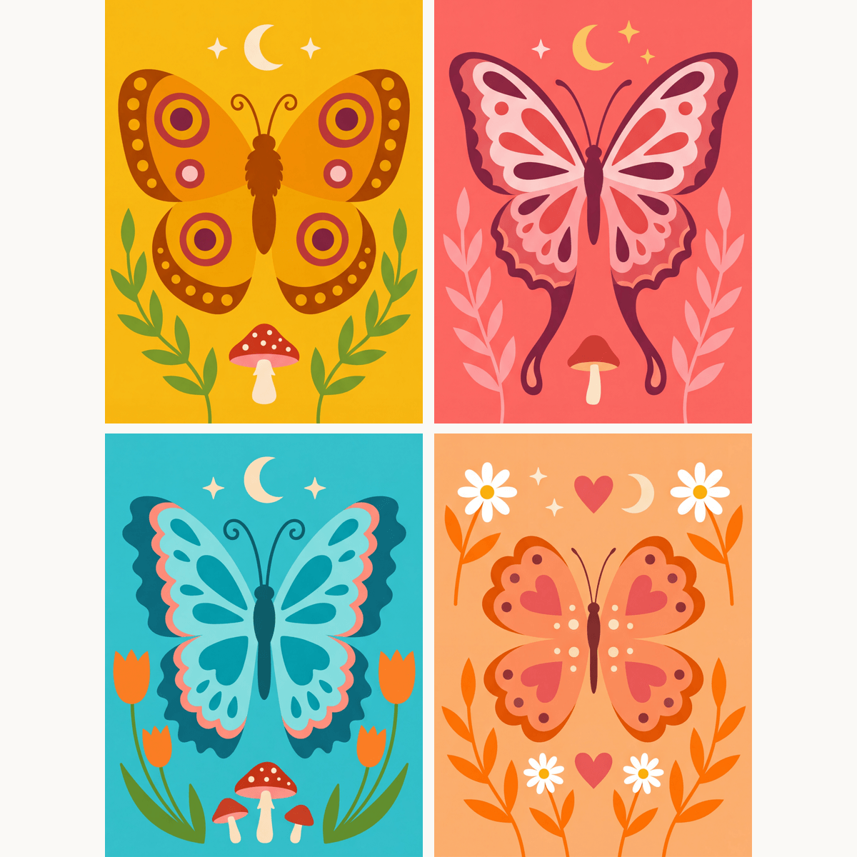 Folk Art Butterflies - Number Artist Paint by Numbers Kits