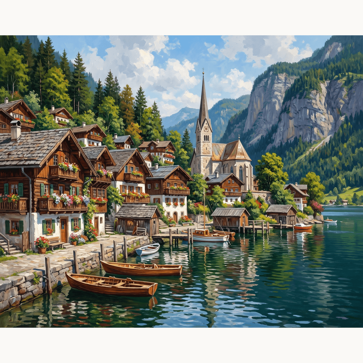 Alpine Lake Village - Number Artist Paint by Numbers Kits