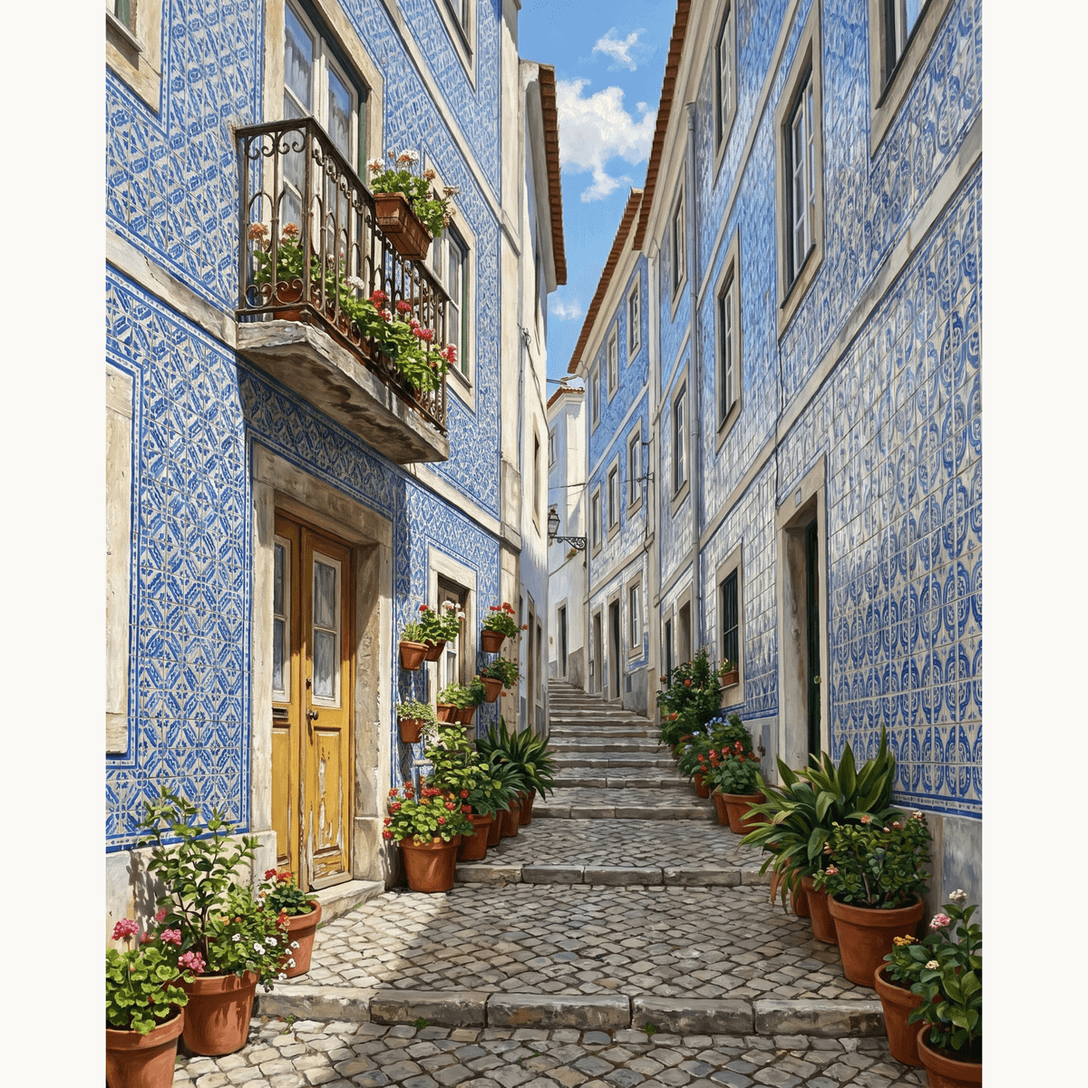 Lisbon Tiled Alley - Number Artist Paint by Numbers Kits