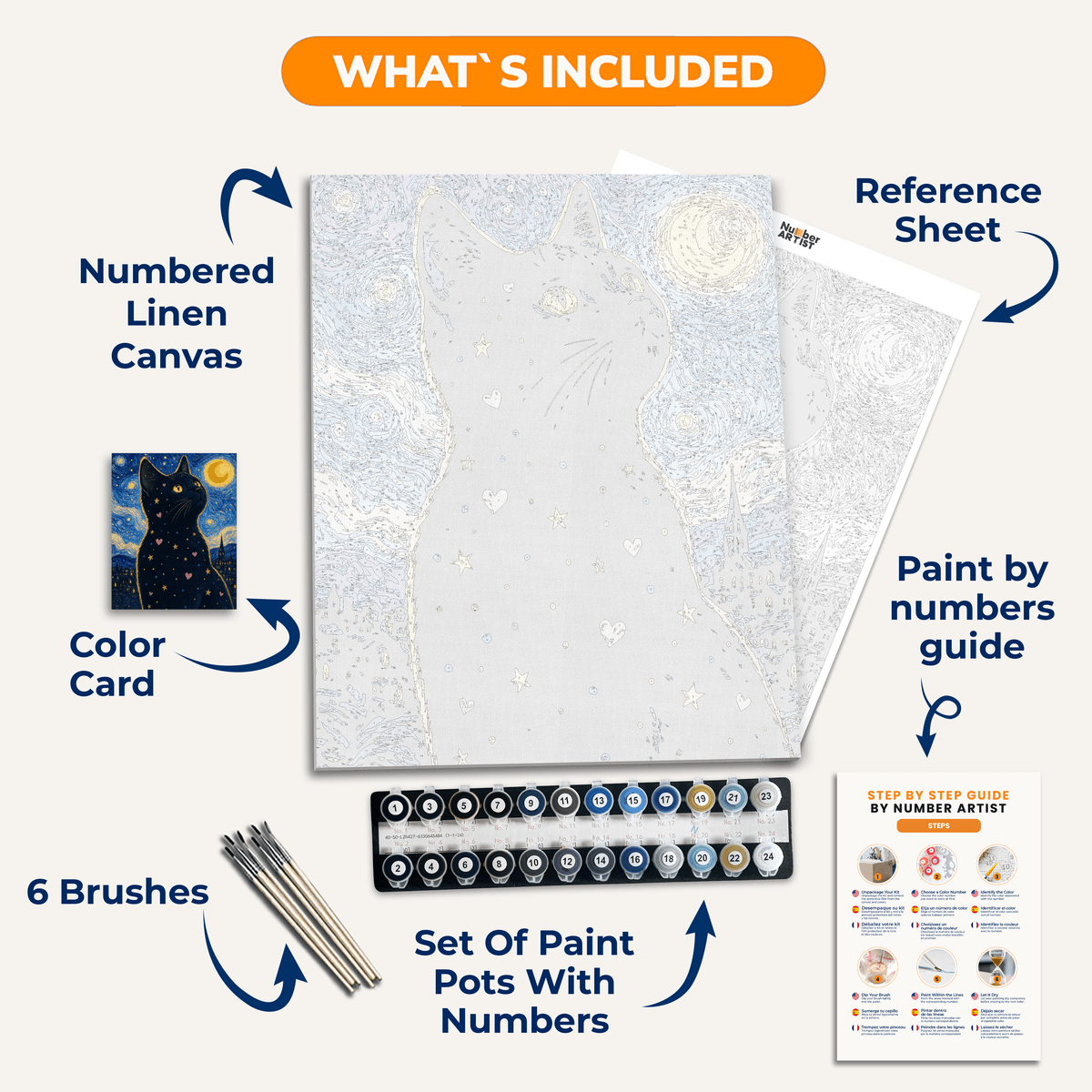 Starry Night Whiskers - Number Artist Paint by Numbers Kits