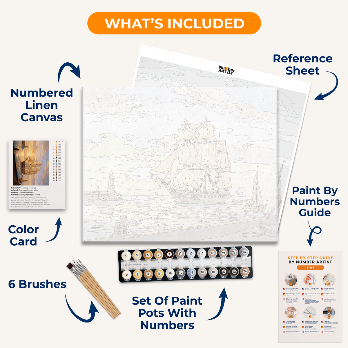 Tall Ship Sunrise - Number Artist Paint by Numbers Kits