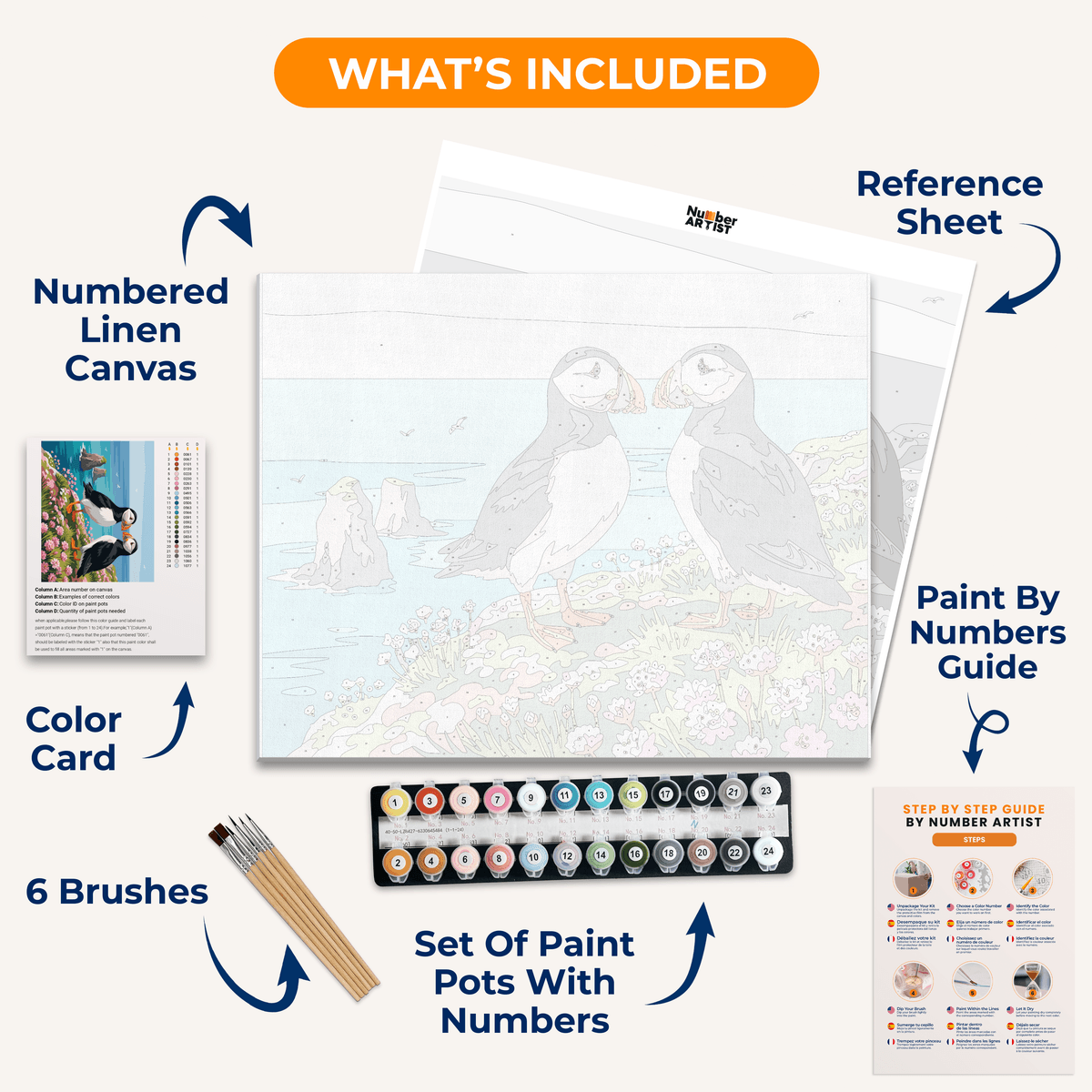 Puffin Sweethearts - Number Artist Paint by Numbers Kits