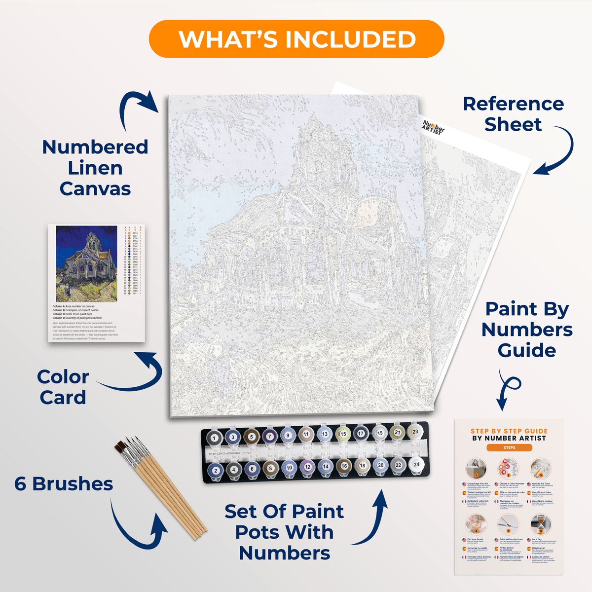 The Church at Auvers by Vincent Van Gogh - Number Artist Paint by Numbers Kits