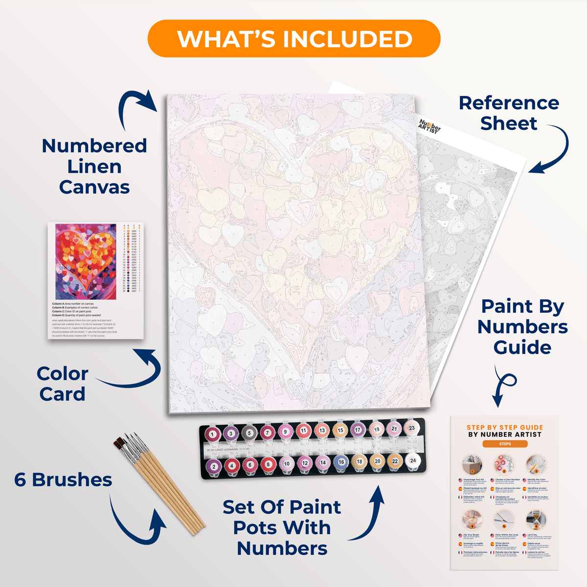 Layered Hearts - Number Artist Paint by Numbers Kits