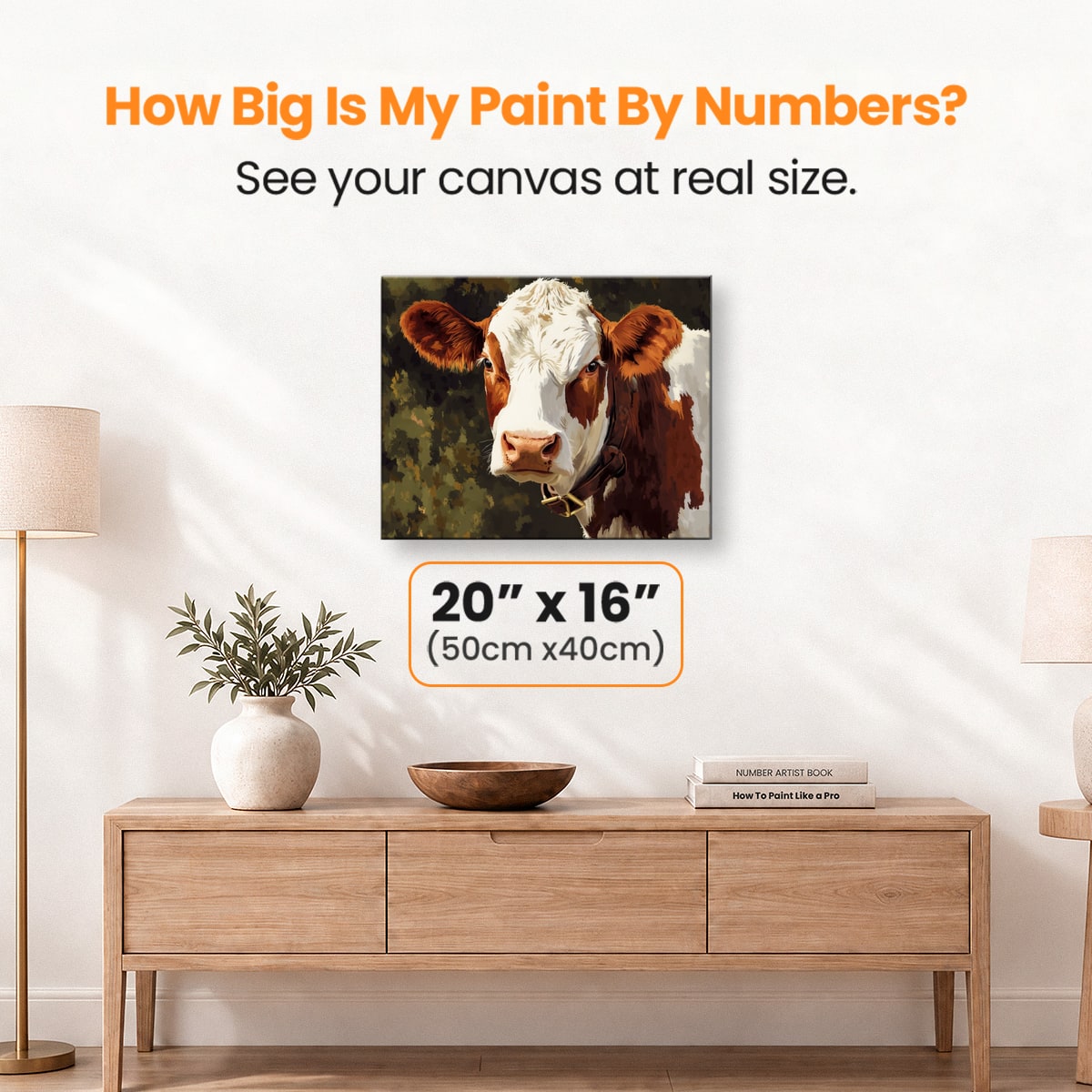 The image portrays a cow standing amidst trees and bushes.
