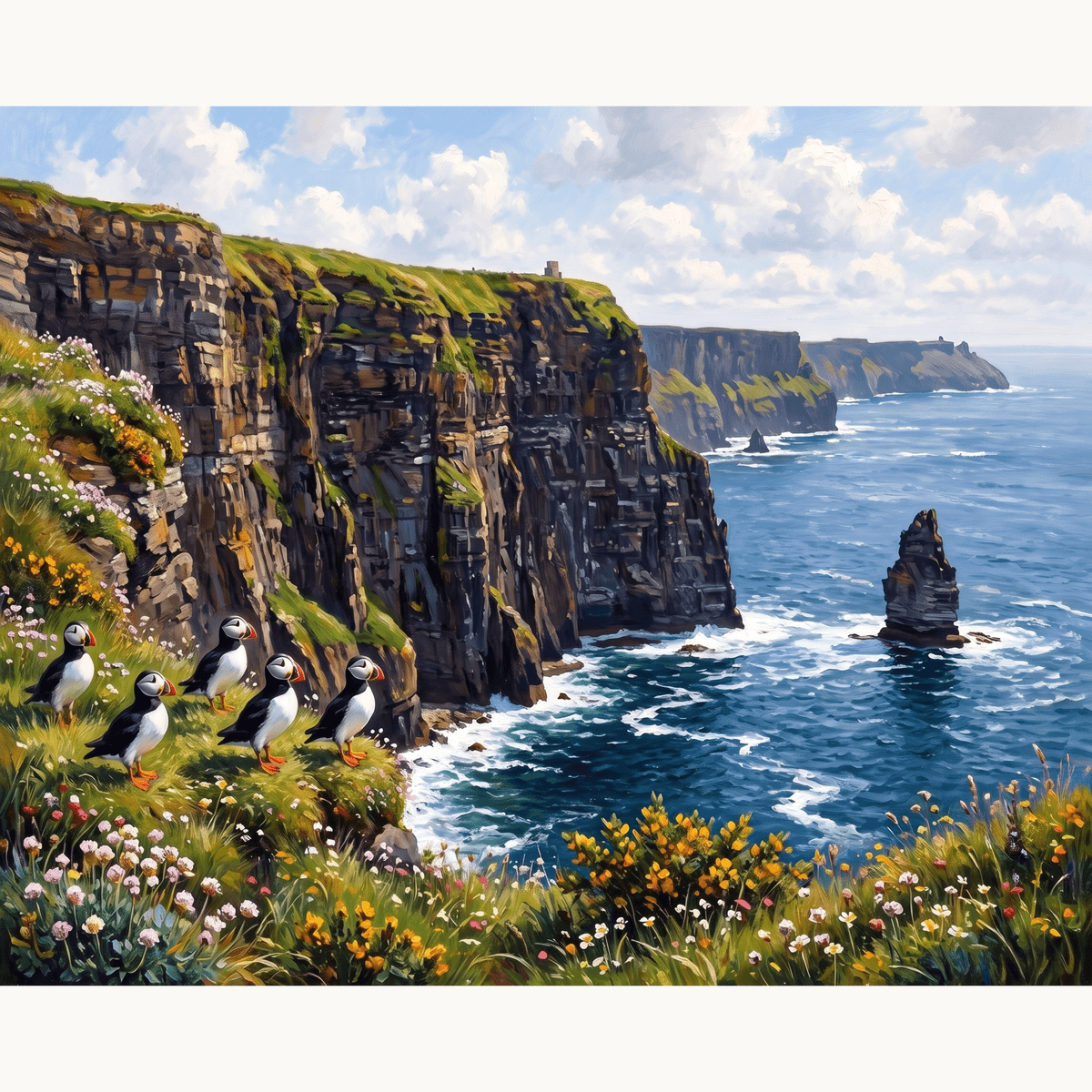 Irish Cliffs Puffins - Number Artist Paint by Numbers Kits