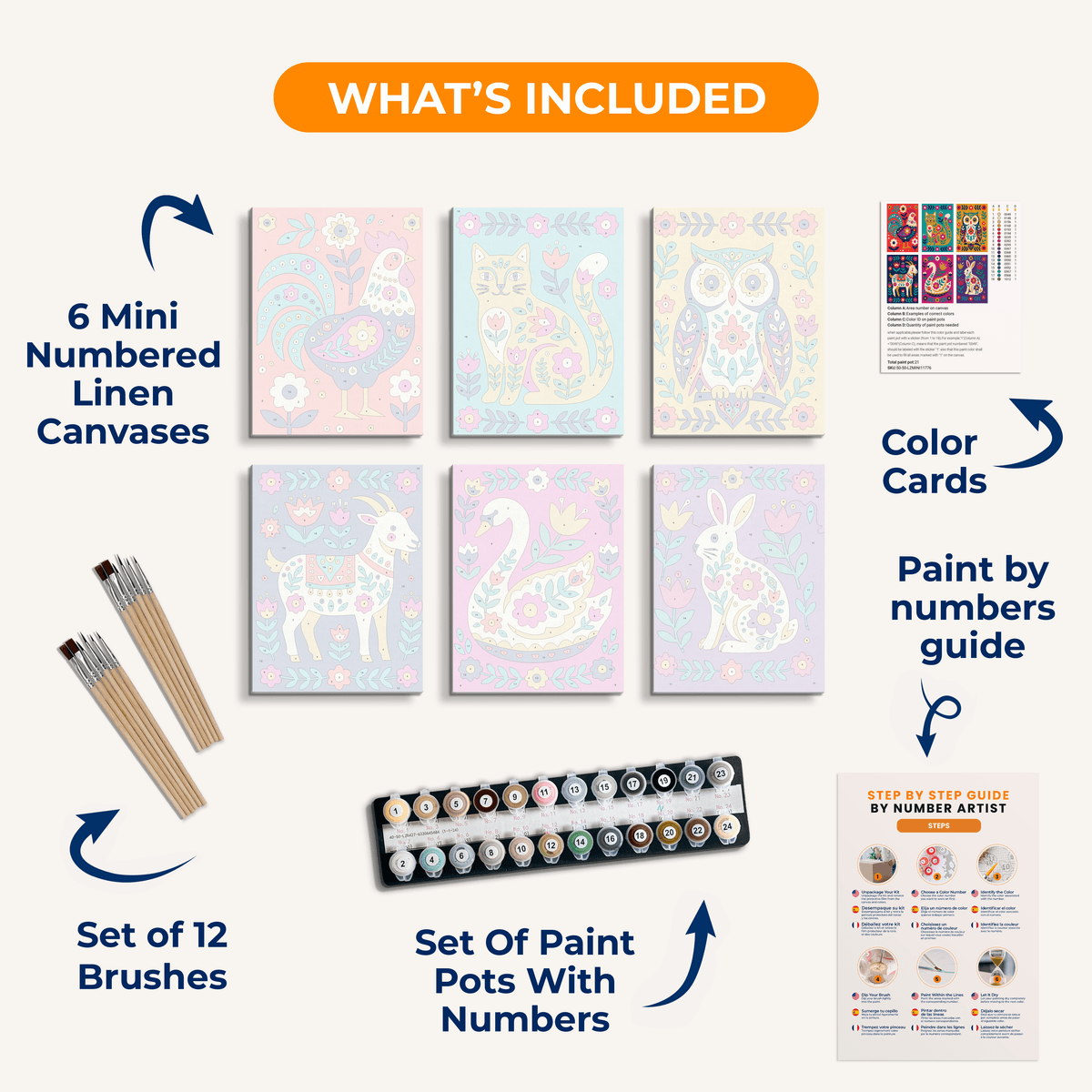 Folk Art Animals - Number Artist Paint by Numbers Kits