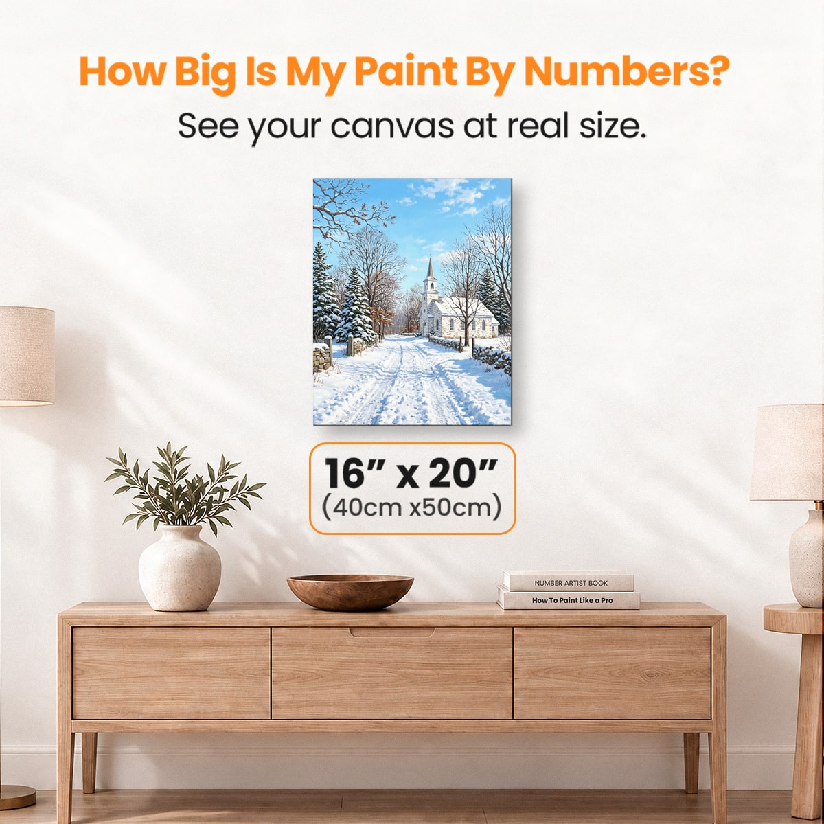 Snowy Chapel Lane - Number Artist Paint by Numbers Kits