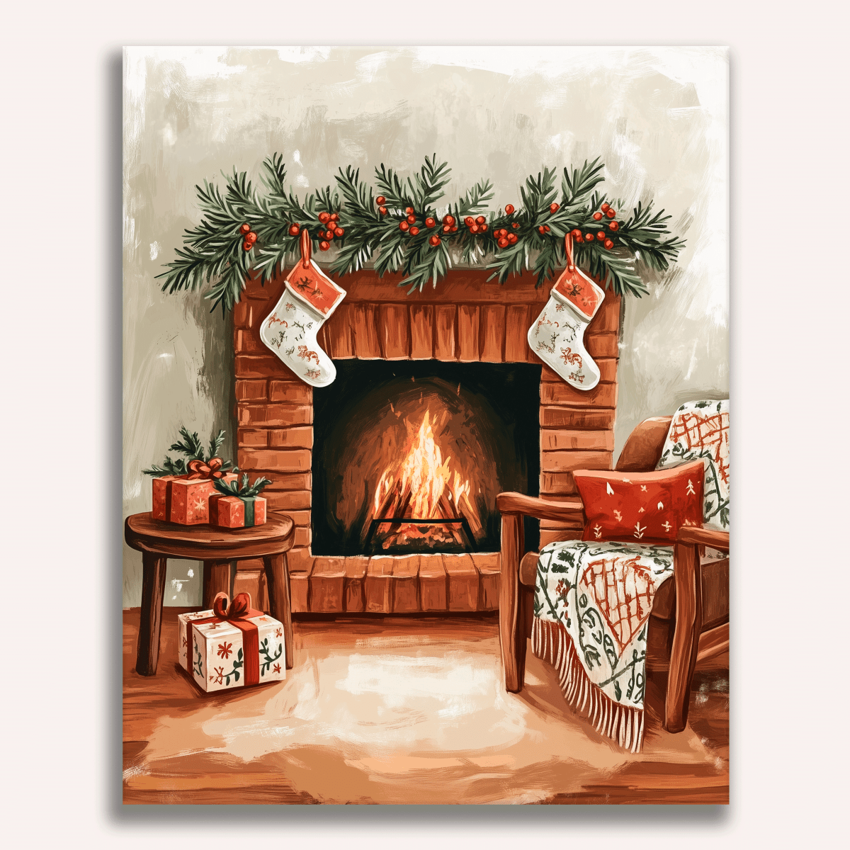 Fireplace Stockings Paint by Numbers Kit