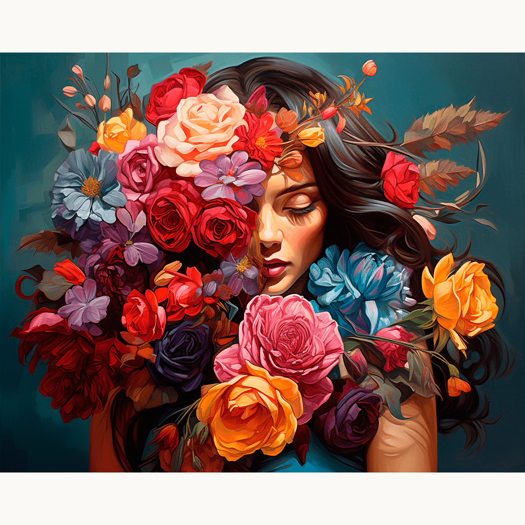 This is a vibrant and detailed painting featuring a person.
