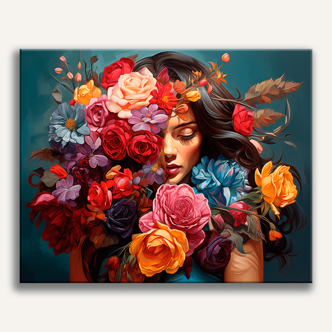 This is a vibrant and detailed painting featuring a person.