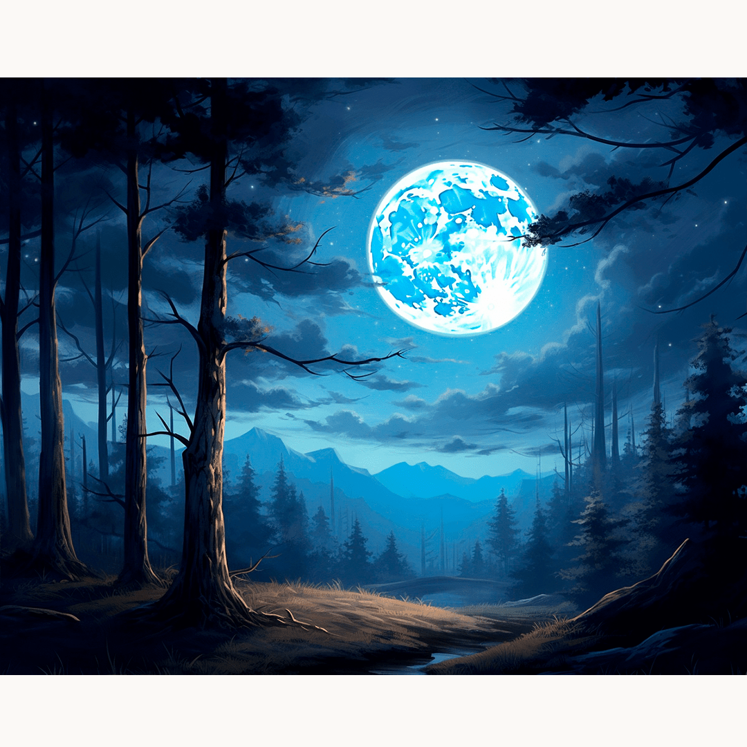 This is a digital artwork depicting a tranquil night scene.