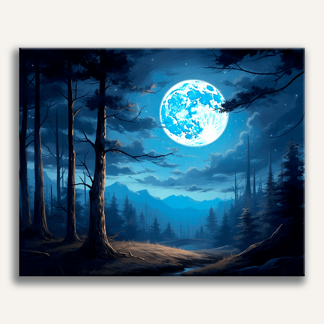 This is a digital artwork depicting a tranquil night scene.